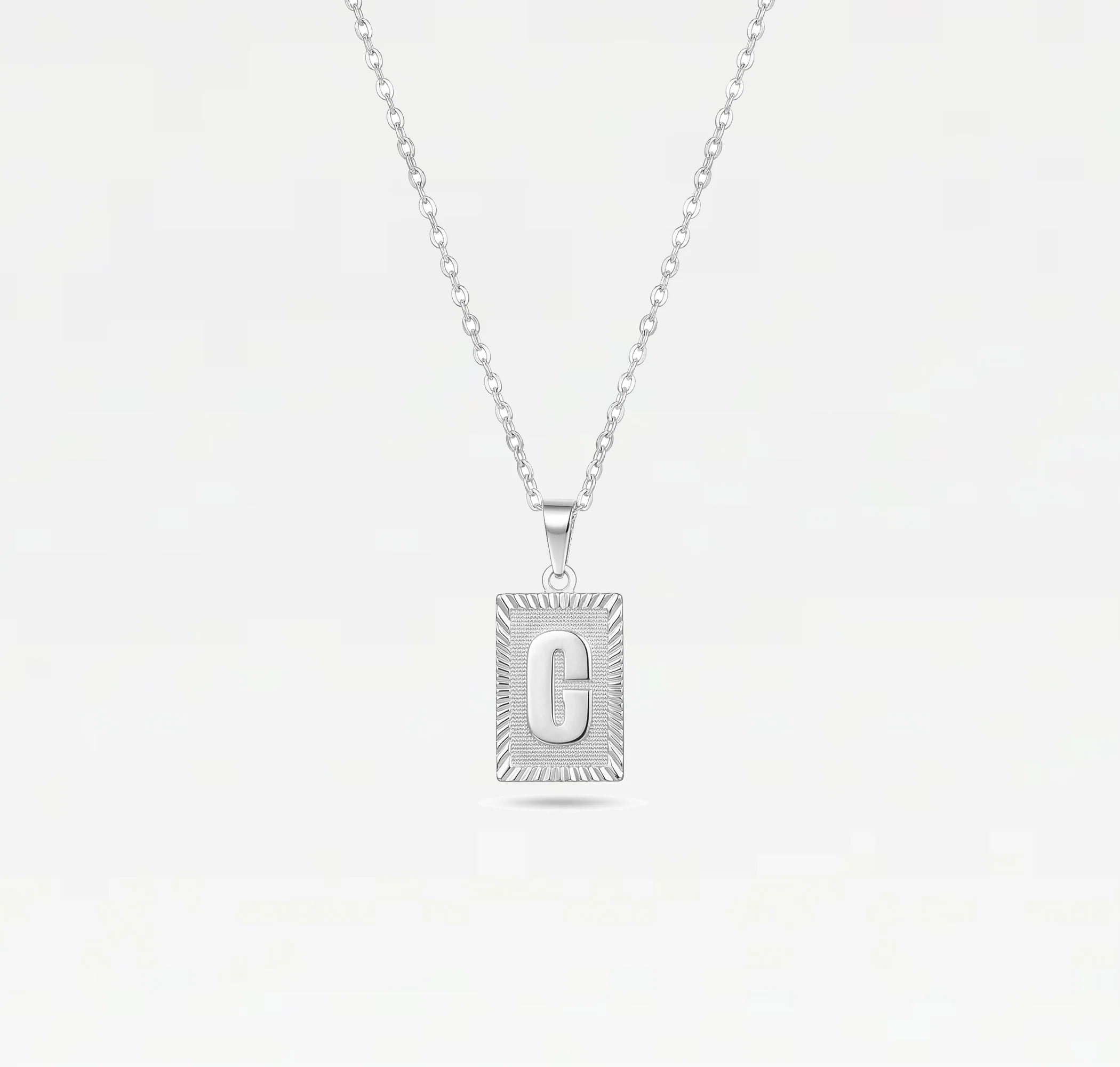The Block Embossed Initial Pendant Necklace - Image 3
