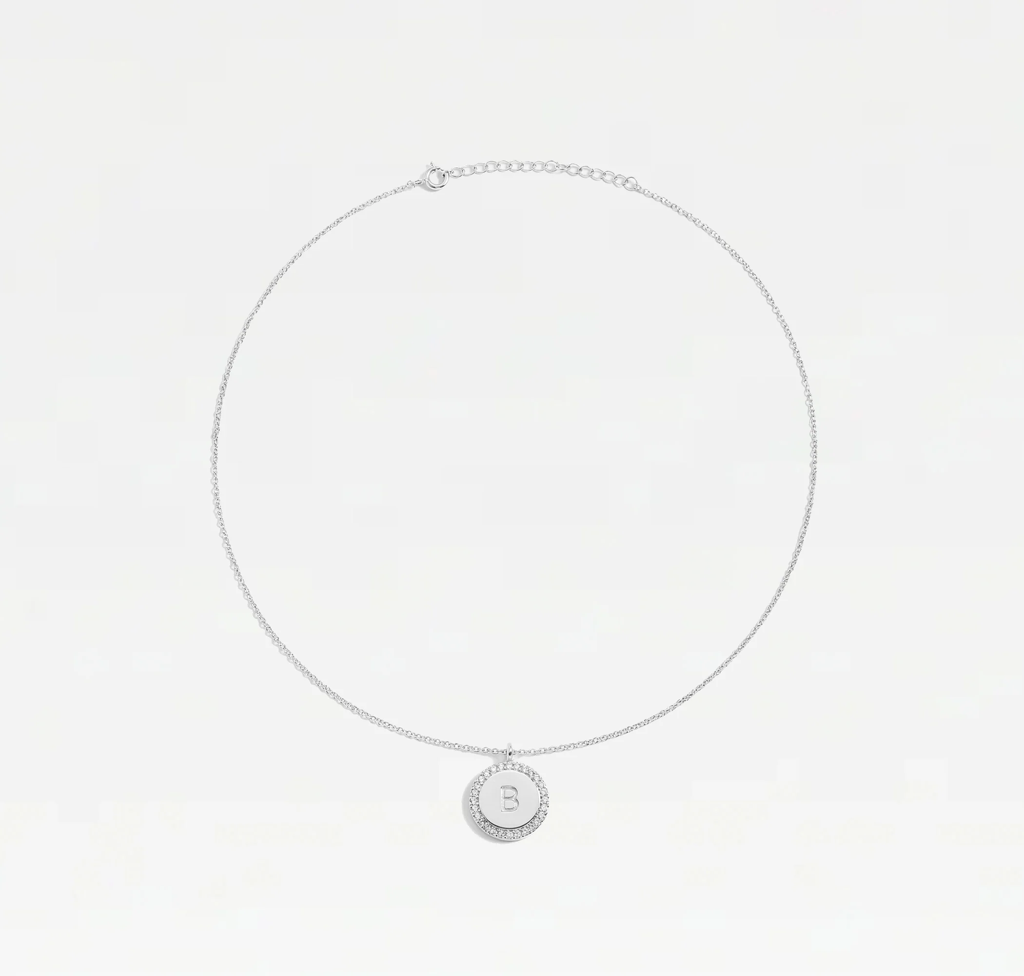 The Block Pave Initial Disc Necklace - Image 12