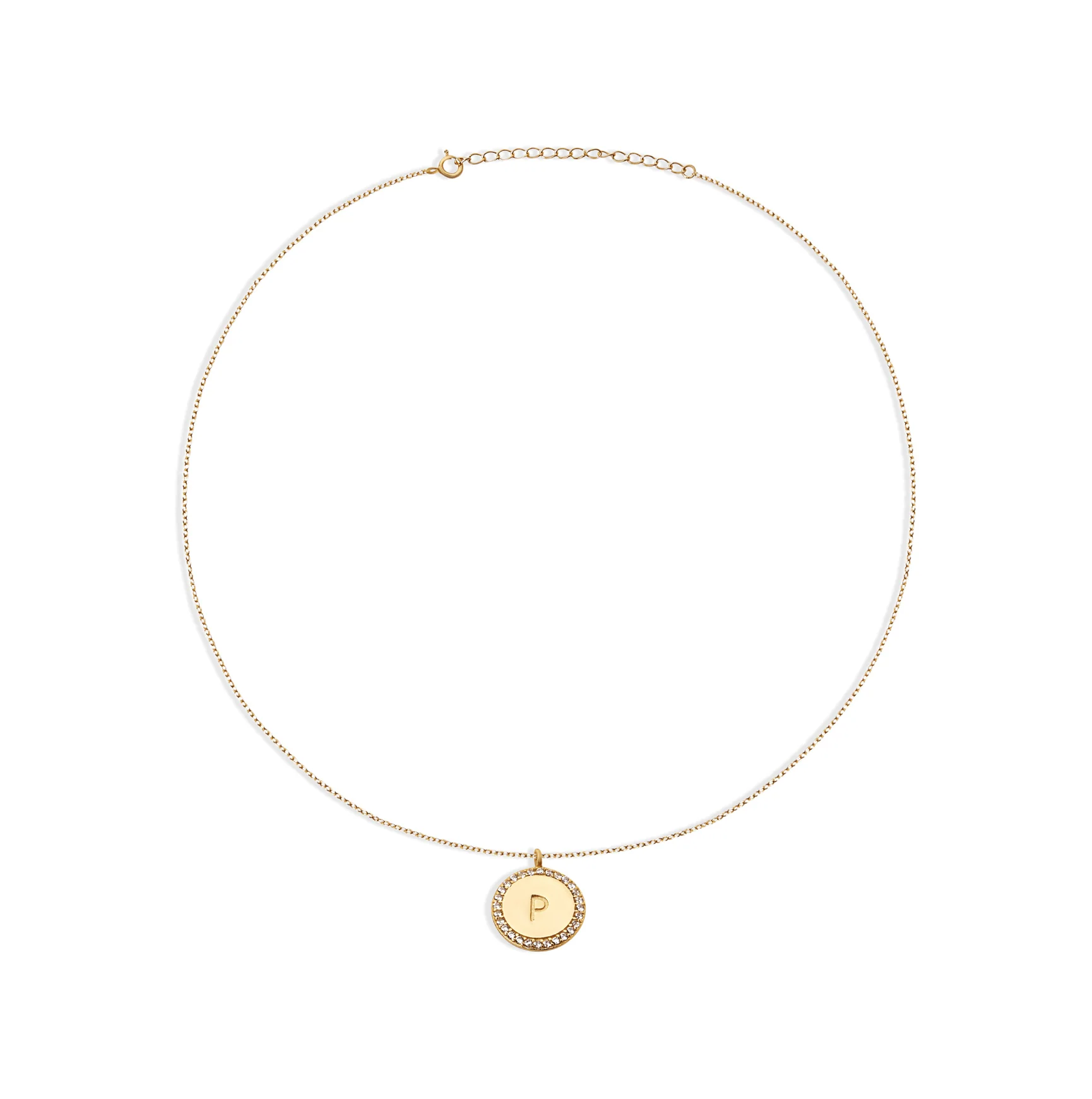 The Block Pave Initial Disc Necklace - Image 4