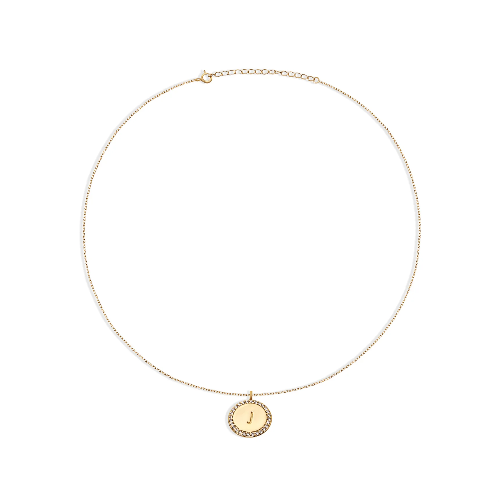 The Block Pave Initial Disc Necklace - Image 5