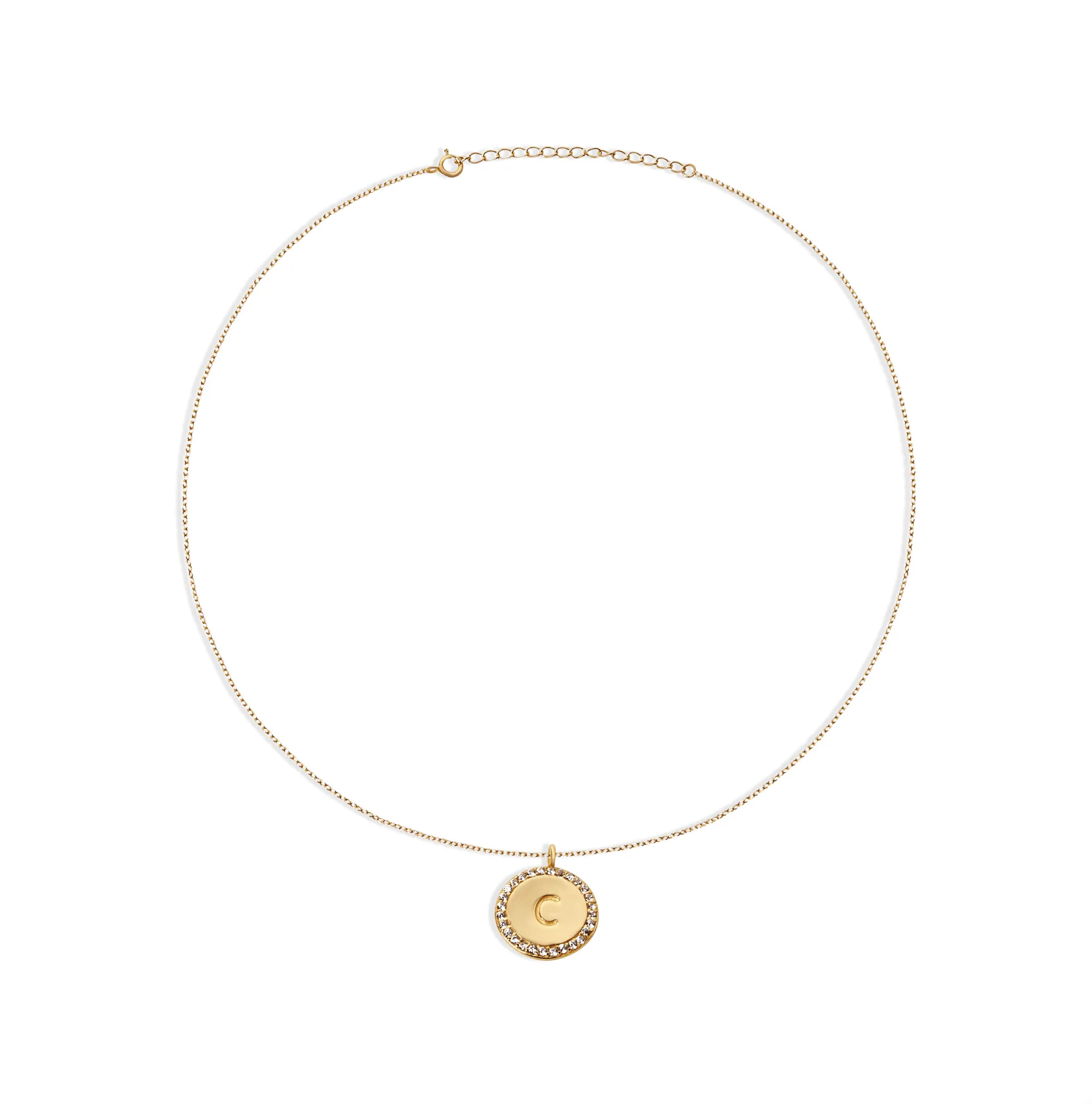 The Block Pave Initial Disc Necklace - Image 9