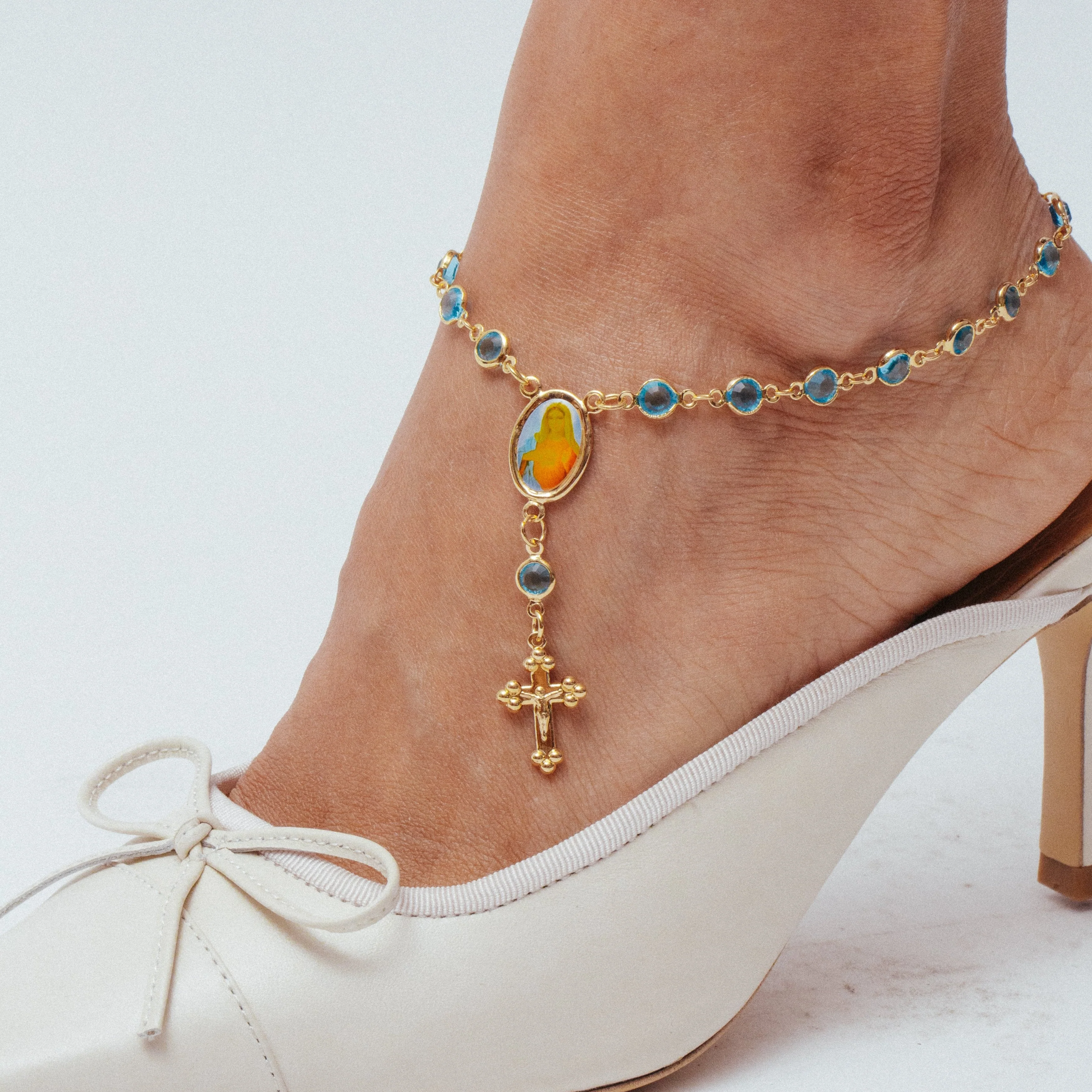 The Blue Stone Rosary Anklet - Image 3
