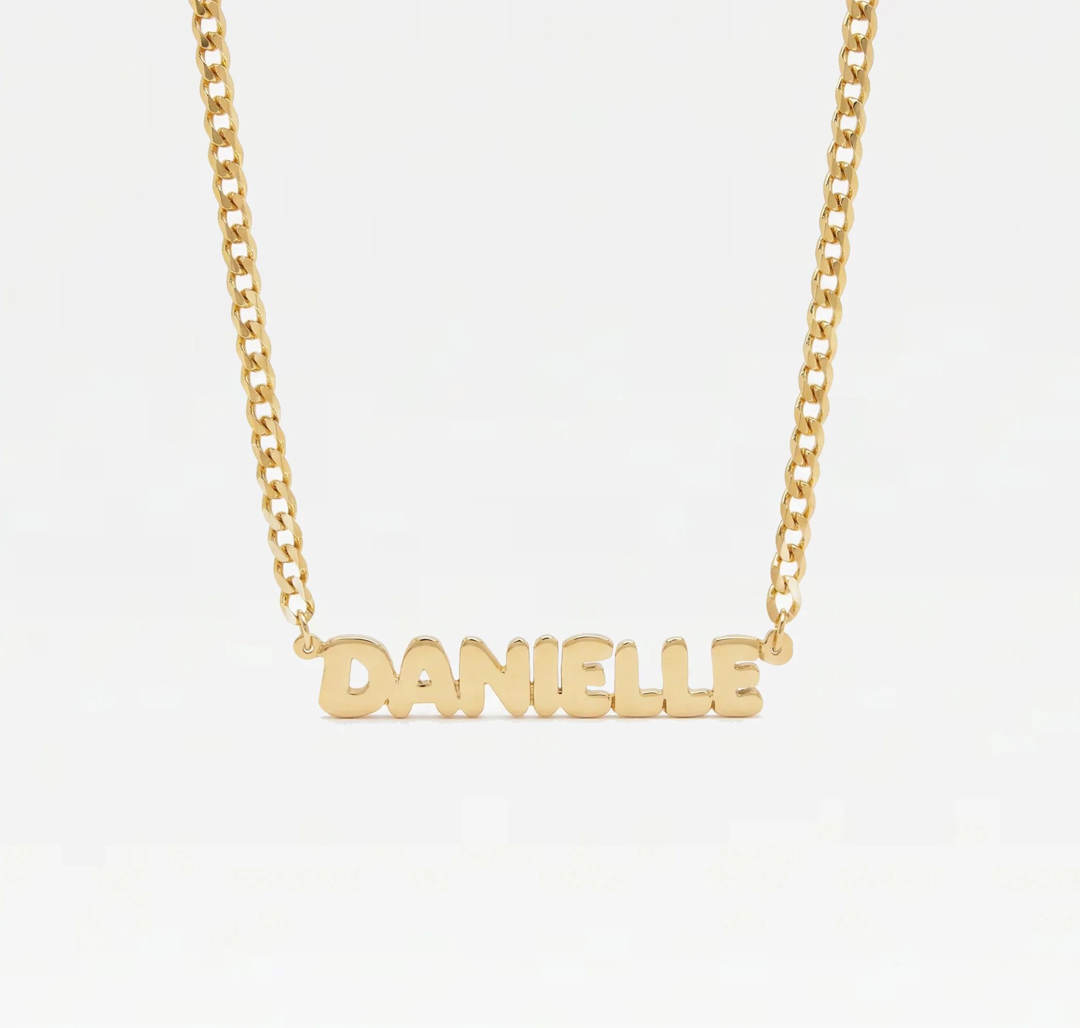 The Bubble Letter Curb Chain Nameplate Necklace