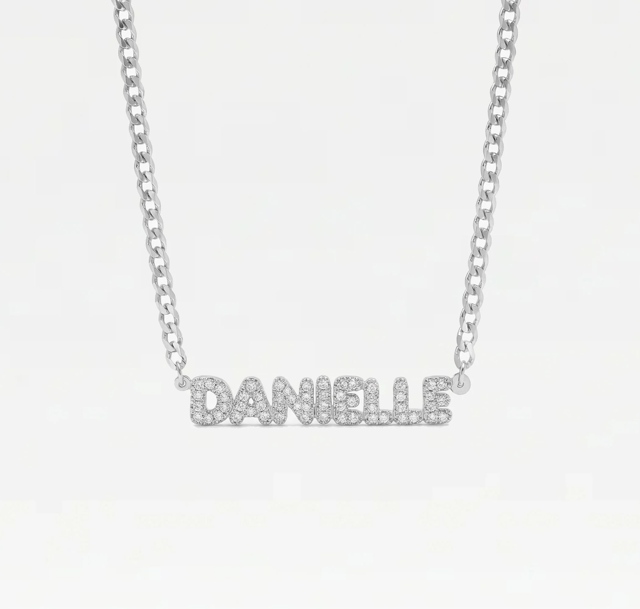 The Bubble Letter Curb Chain Nameplate Necklace - Image 10