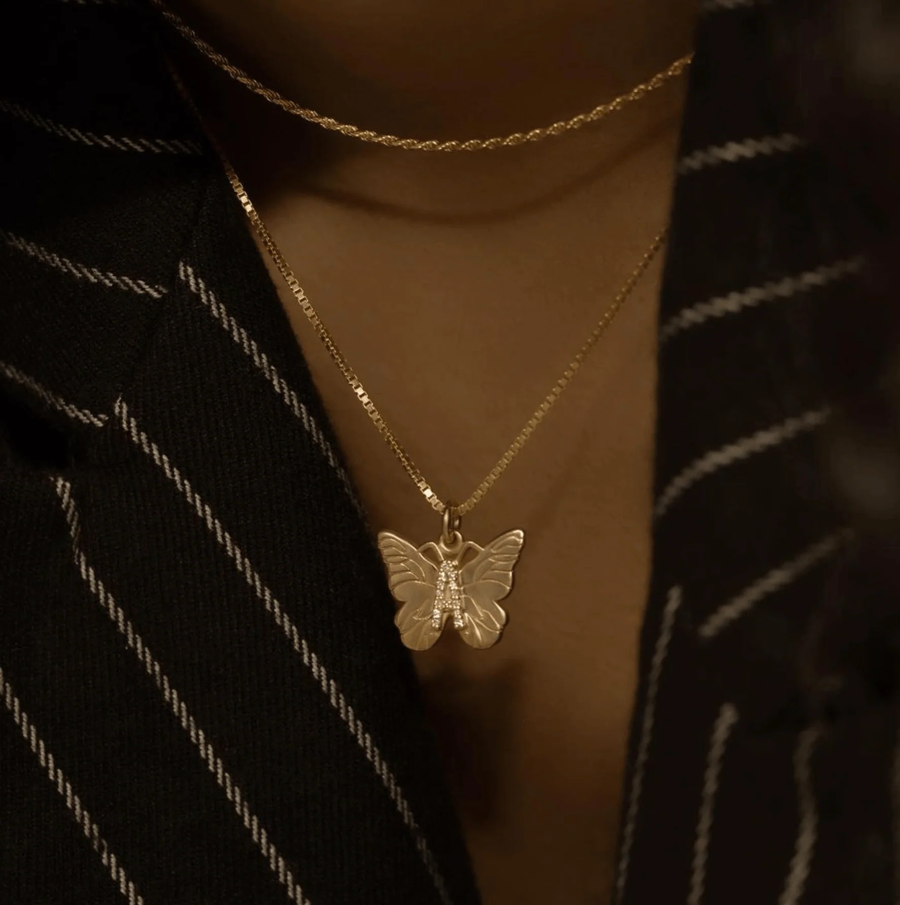 The Butterfly Initial Pendant Necklace - Image 3