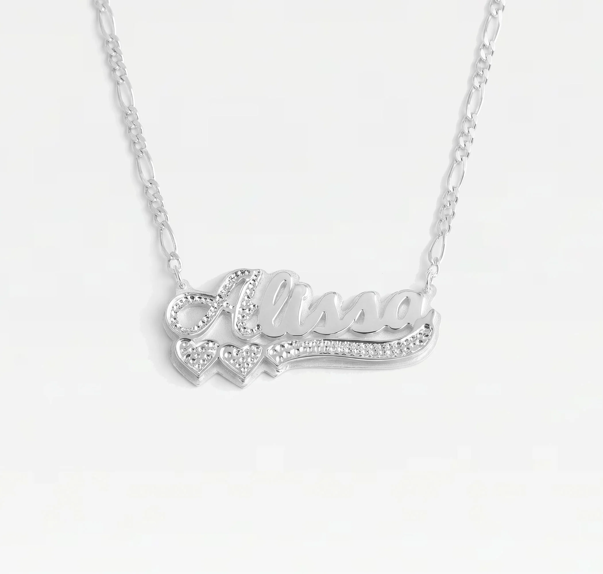 The Classic Double Heart Nameplate Necklace - Image 4