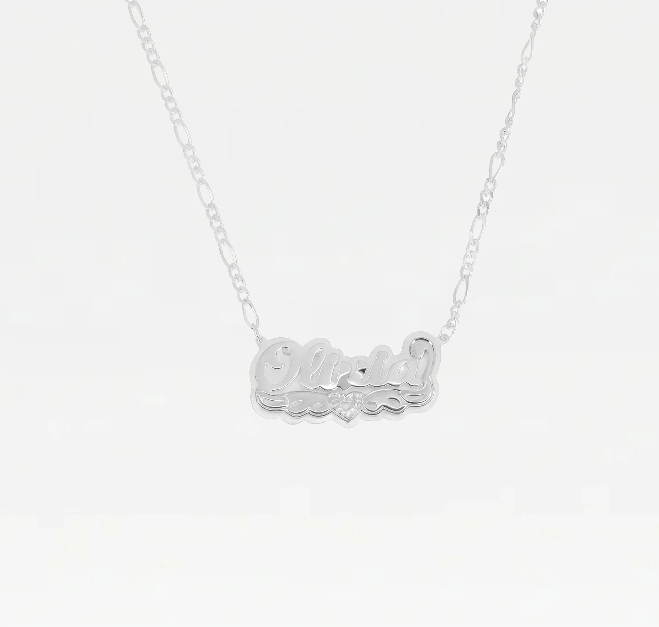 The Classic Double Plated Open Heart Nameplate Necklace - Image 3