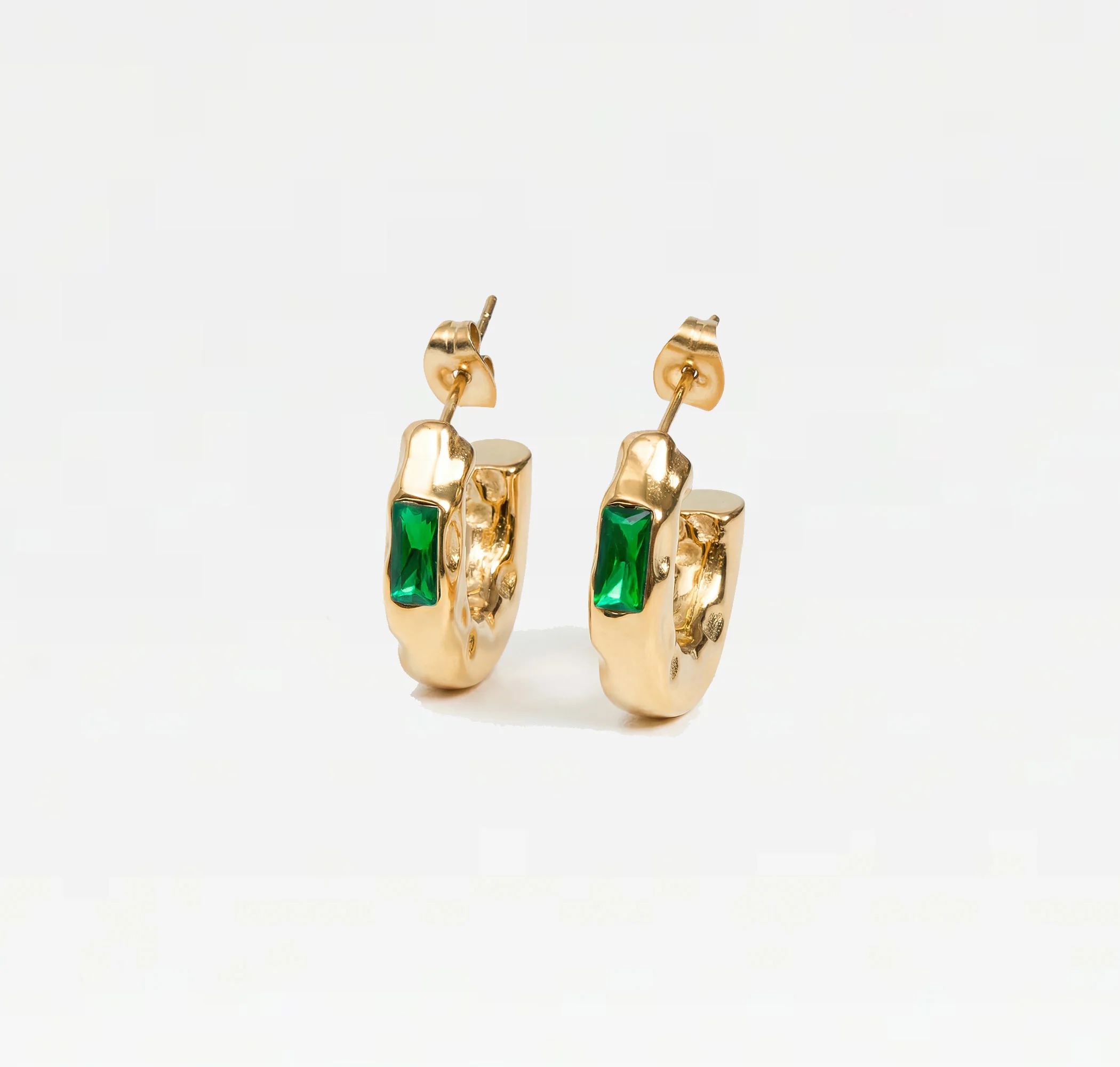 The Colored Stone Hammered Earrings