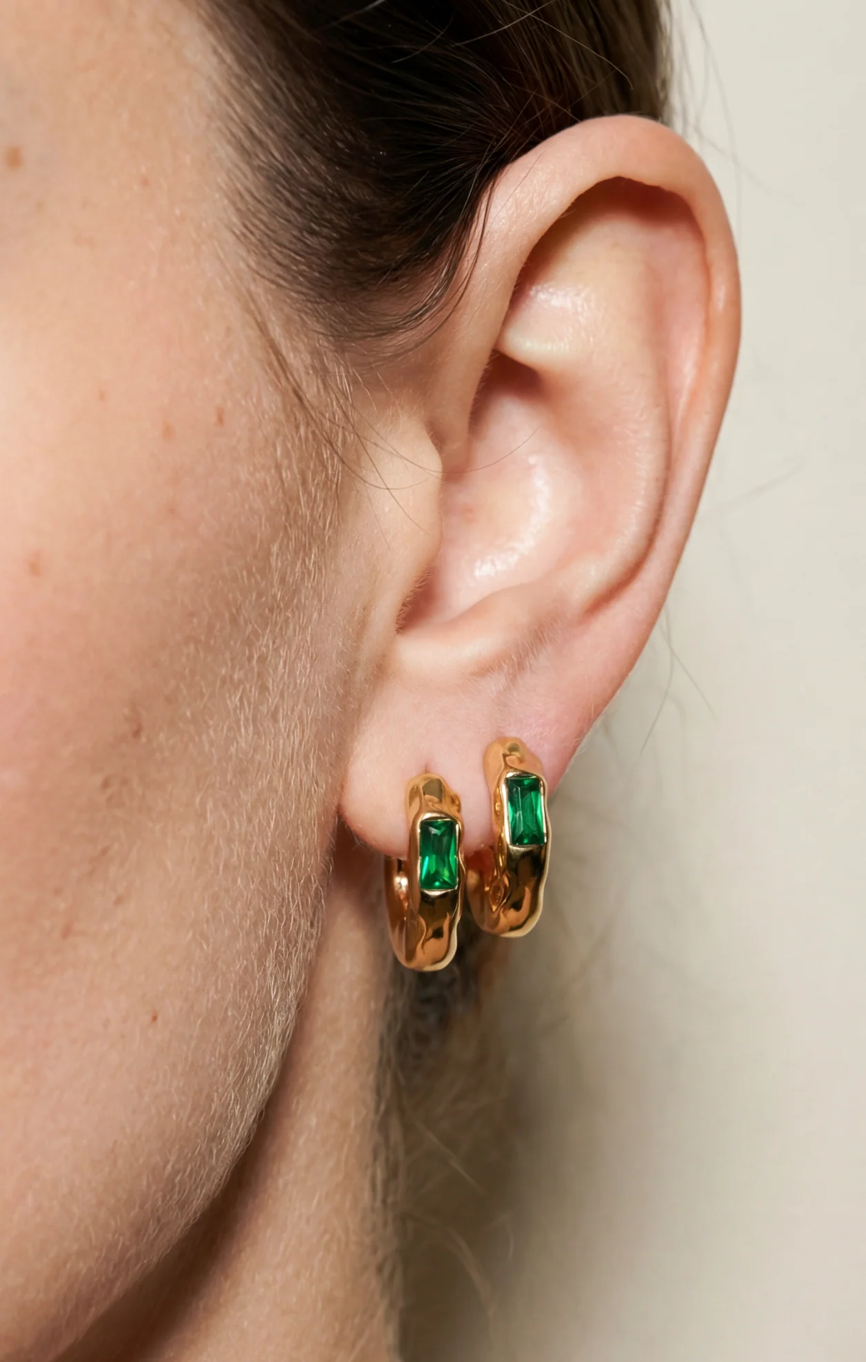 The Colored Stone Hammered Earrings - Image 2