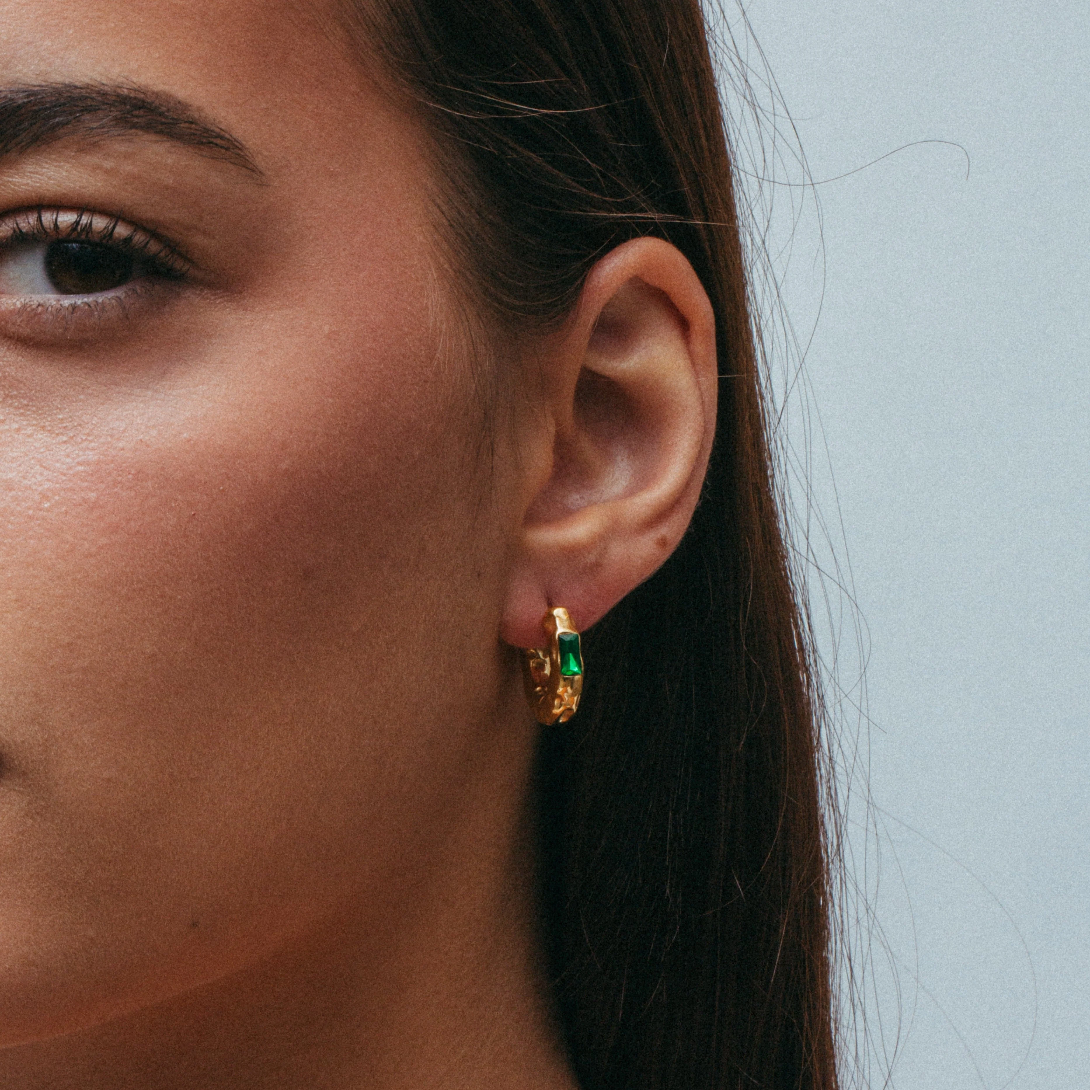 The Colored Stone Hammered Earrings - Image 3
