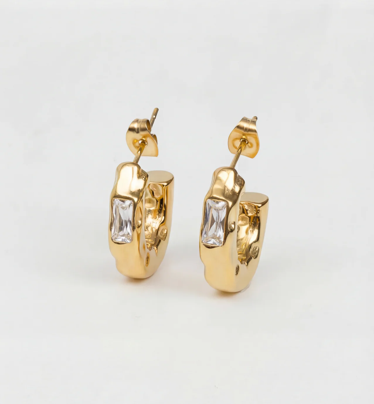 The Colored Stone Hammered Earrings - Image 5