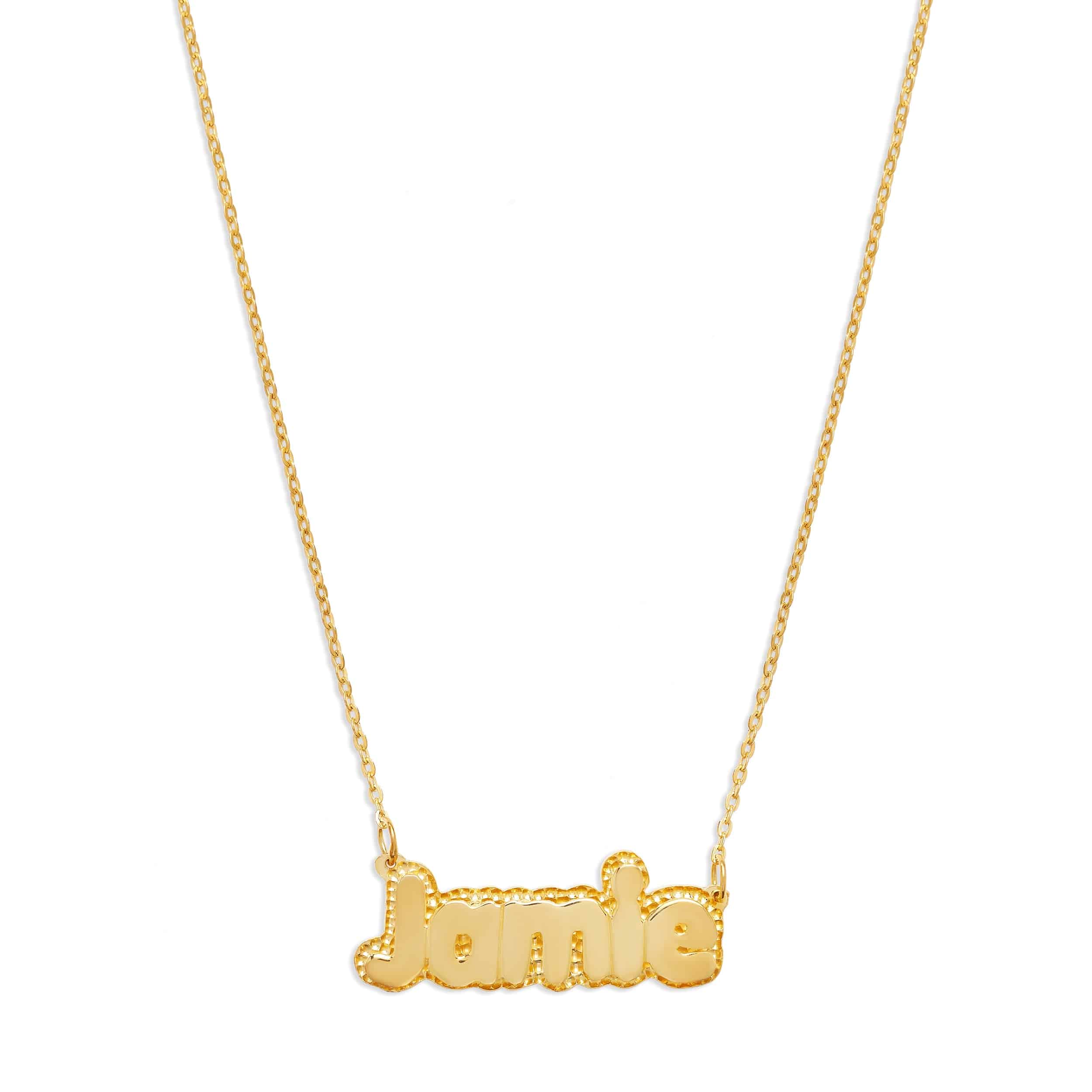 The Double Plate Bubble Letter Nameplate Necklace - Image 3