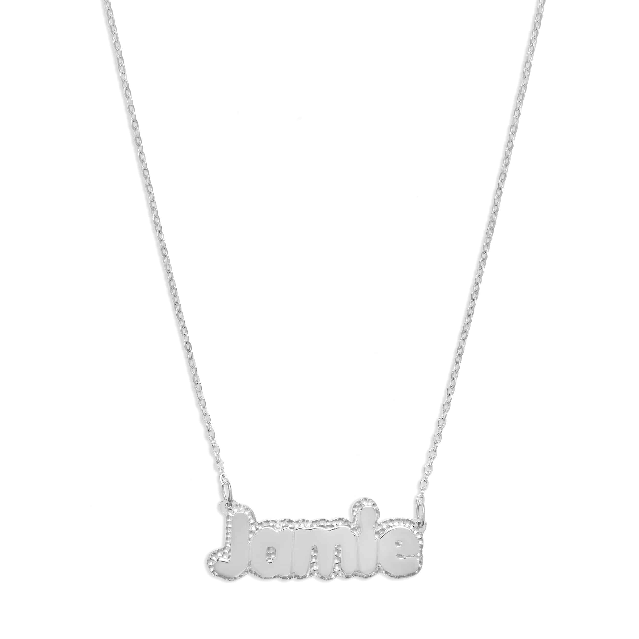 The Double Plate Bubble Letter Nameplate Necklace - Image 4