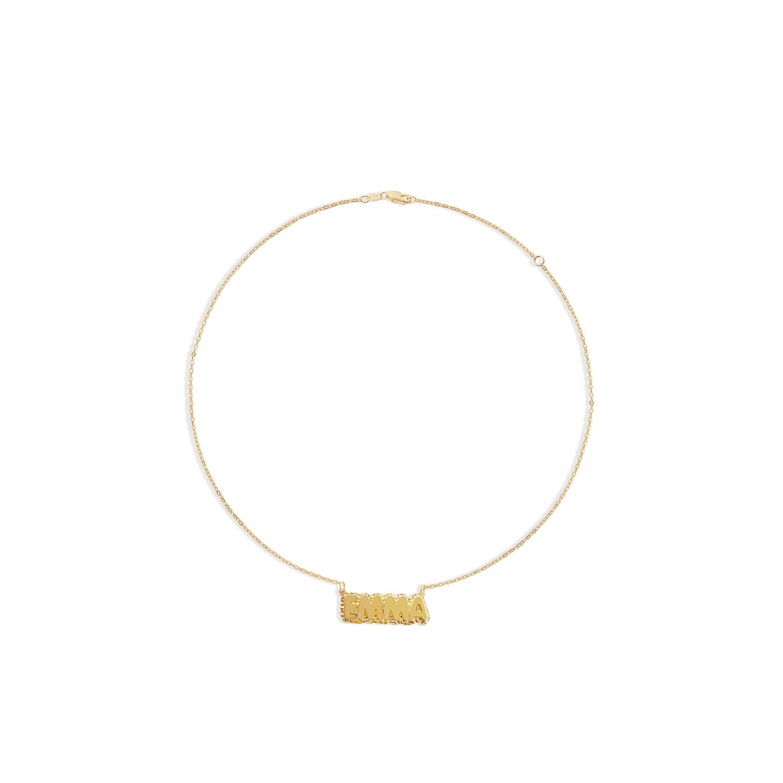 The Double Plate Bubble Letter Nameplate Necklace - Image 5