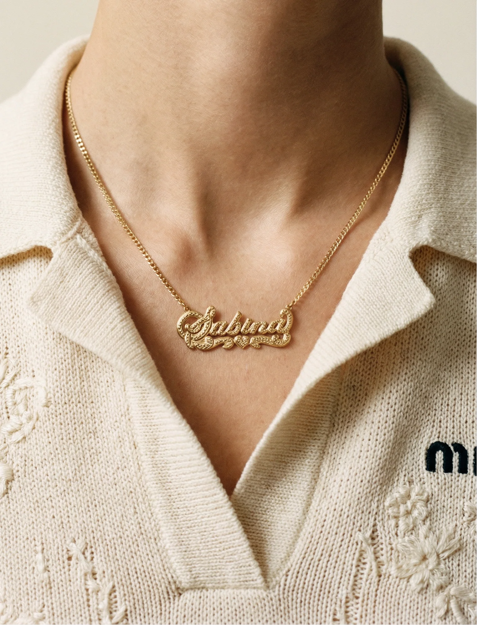 The Double Plate Classic Nameplate Necklace - Image 2