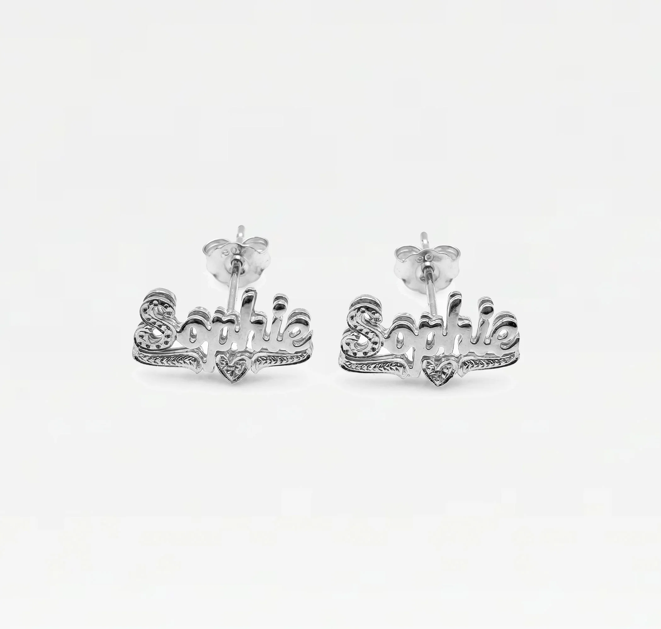 The Double Plated Classic Script Stud Earrings - Image 3
