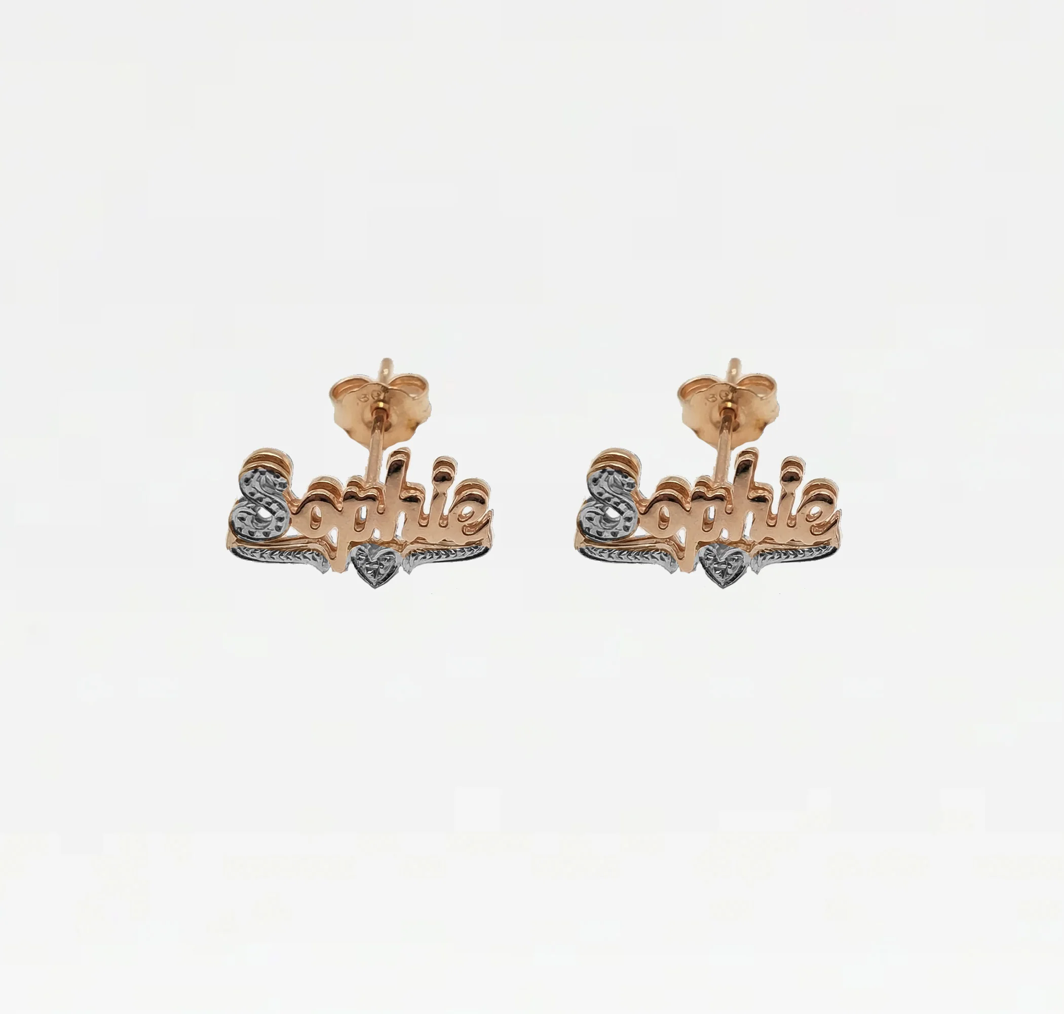 The Double Plated Classic Script Stud Earrings - Image 6