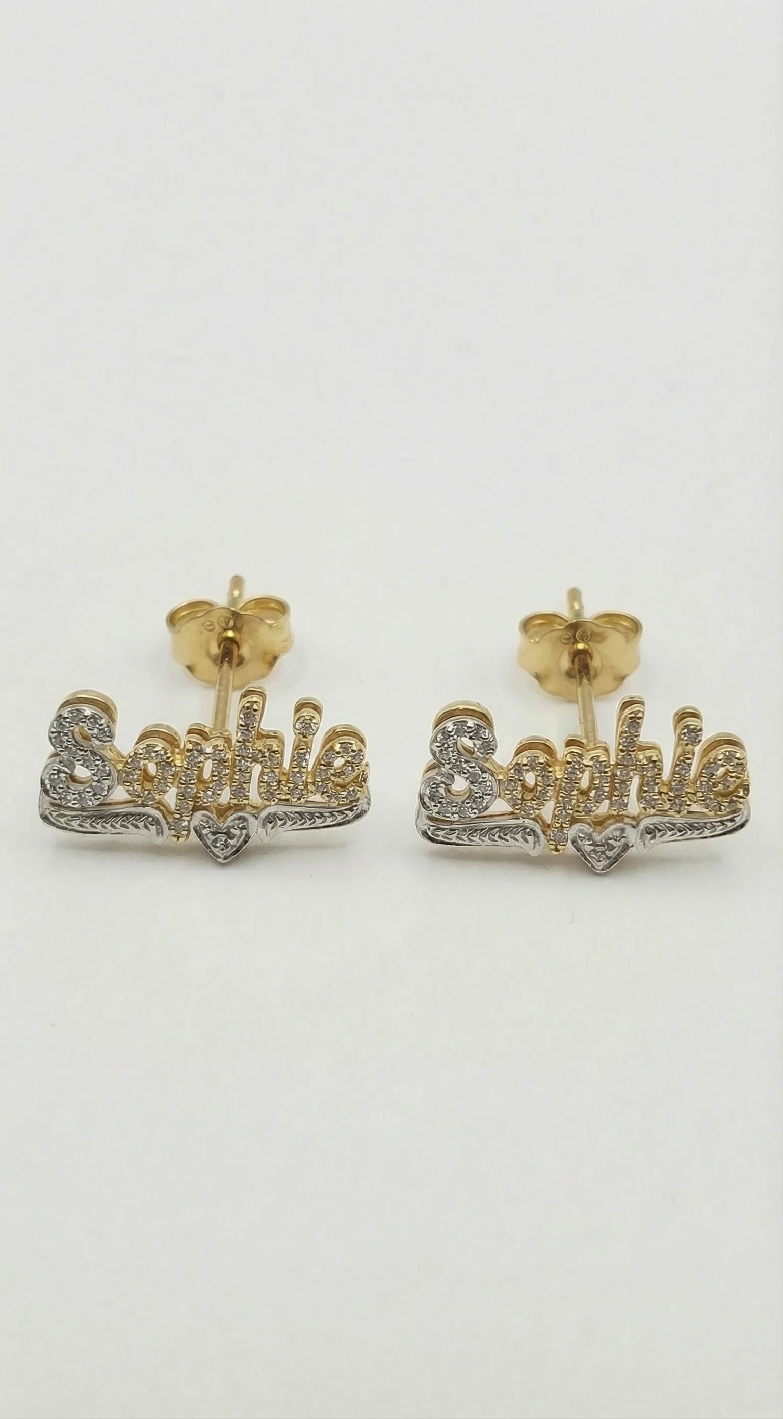 The Double Plated Classic Script Stud Earrings - Image 7