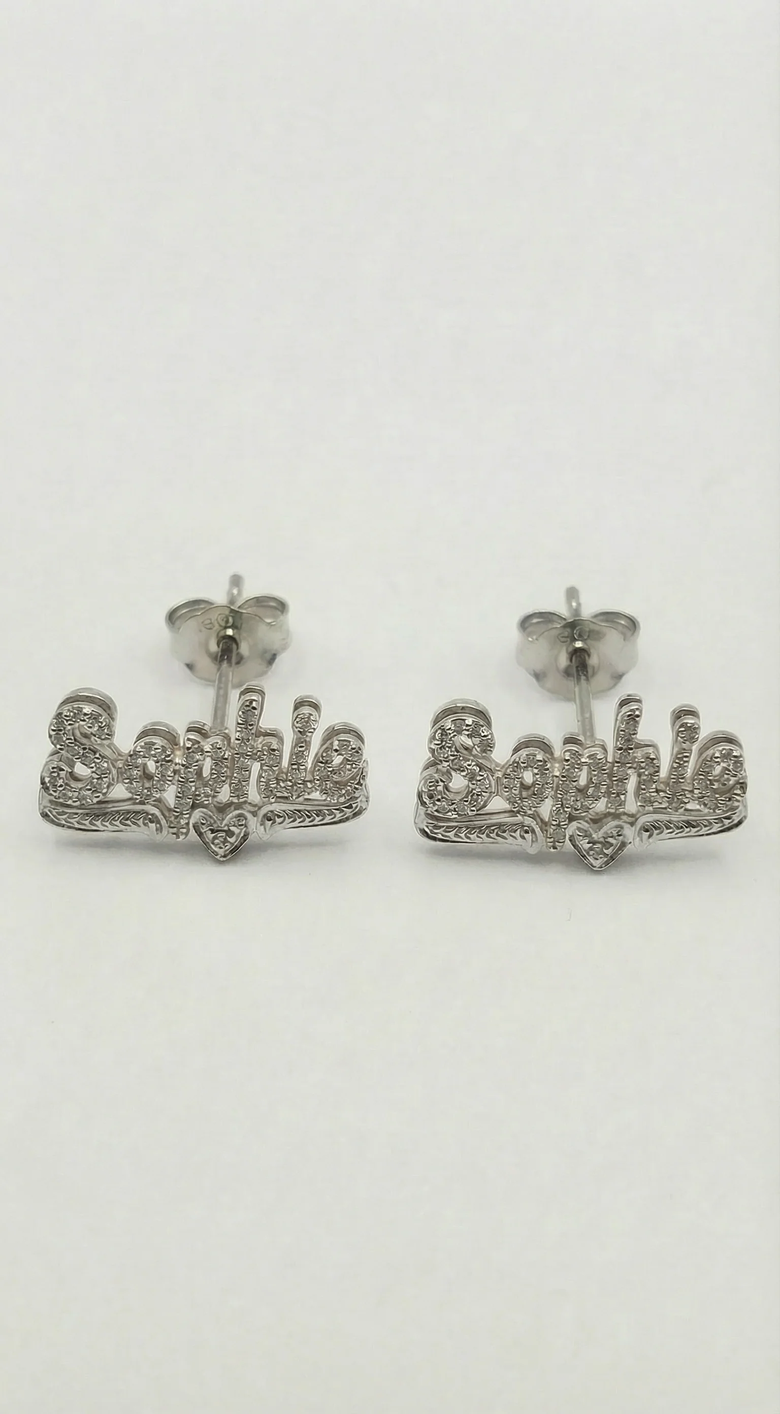 The Double Plated Classic Script Stud Earrings - Image 8