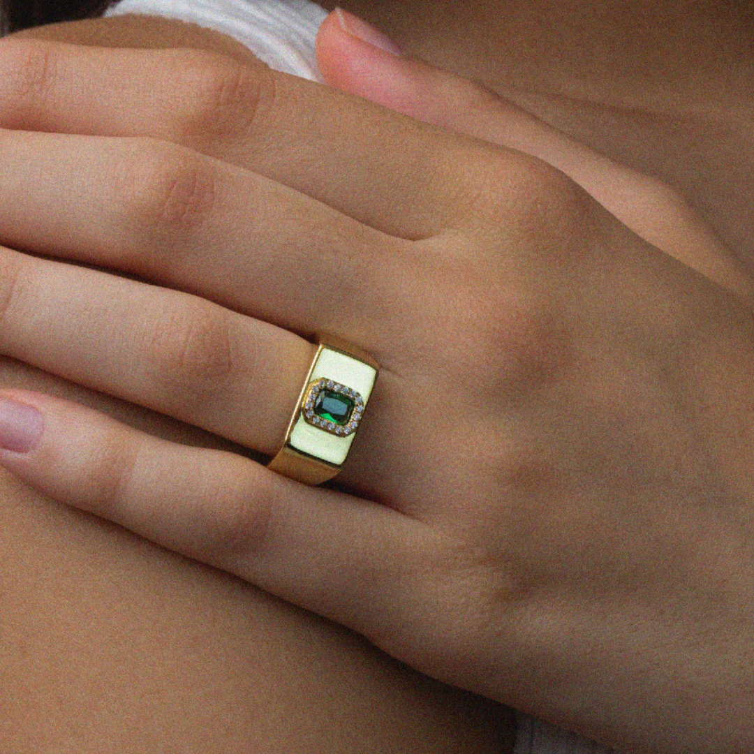 The Green Stone Square Signet Ring - Image 3