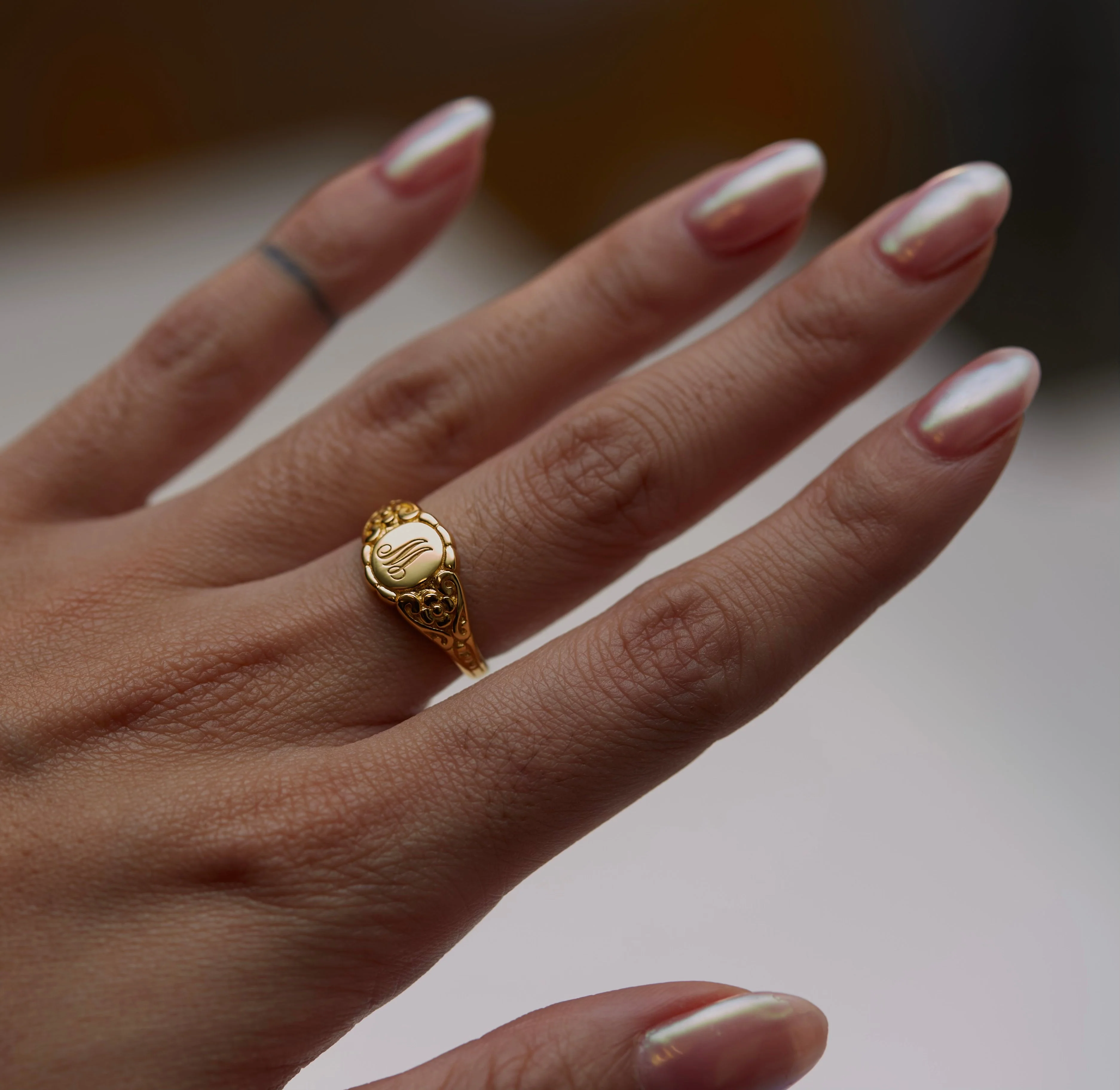 The Hand Engraved Script Letter Ring - Image 4