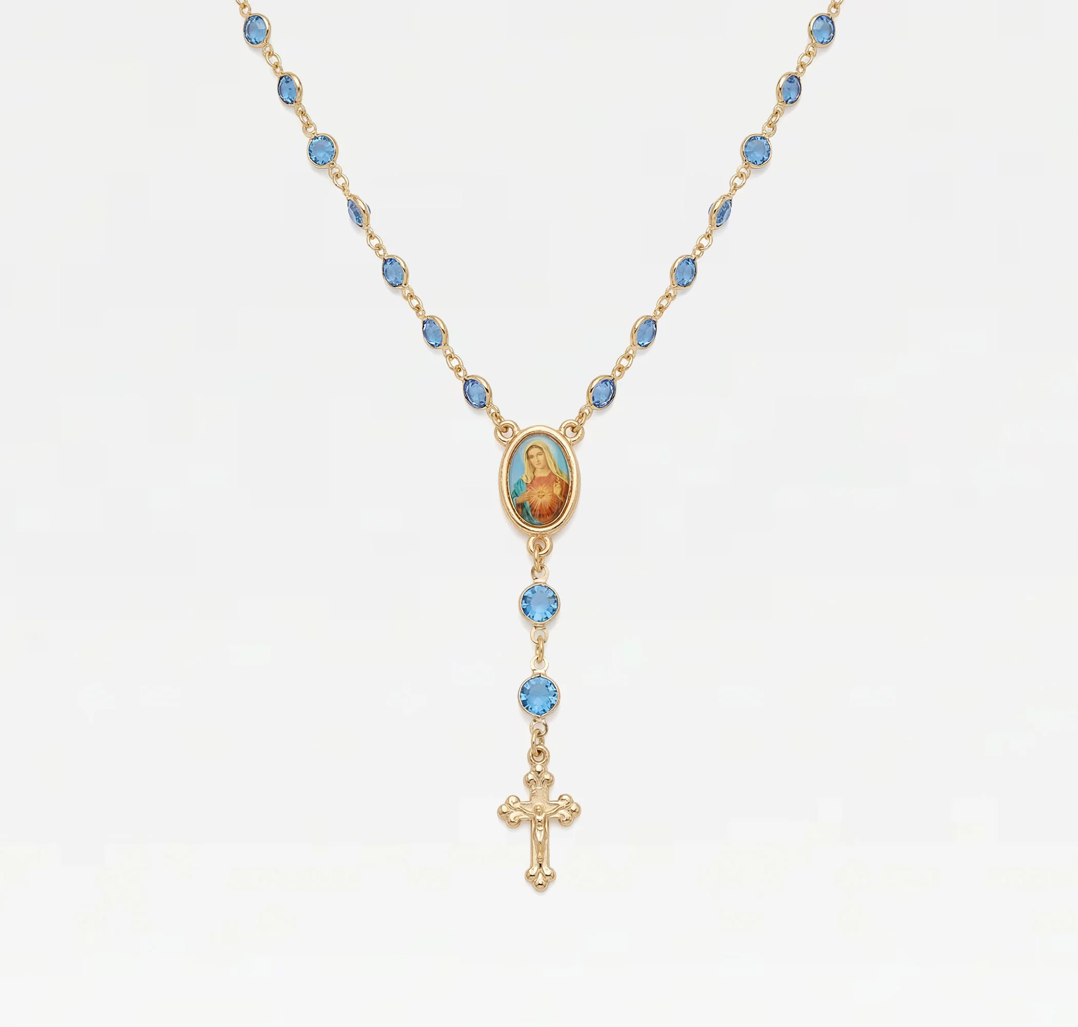 The Mary Blue Stone Rosary Necklace