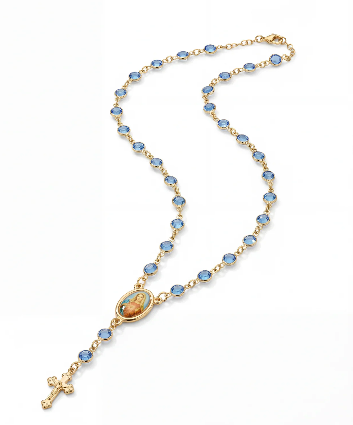 The Mary Blue Stone Rosary Necklace - Image 3