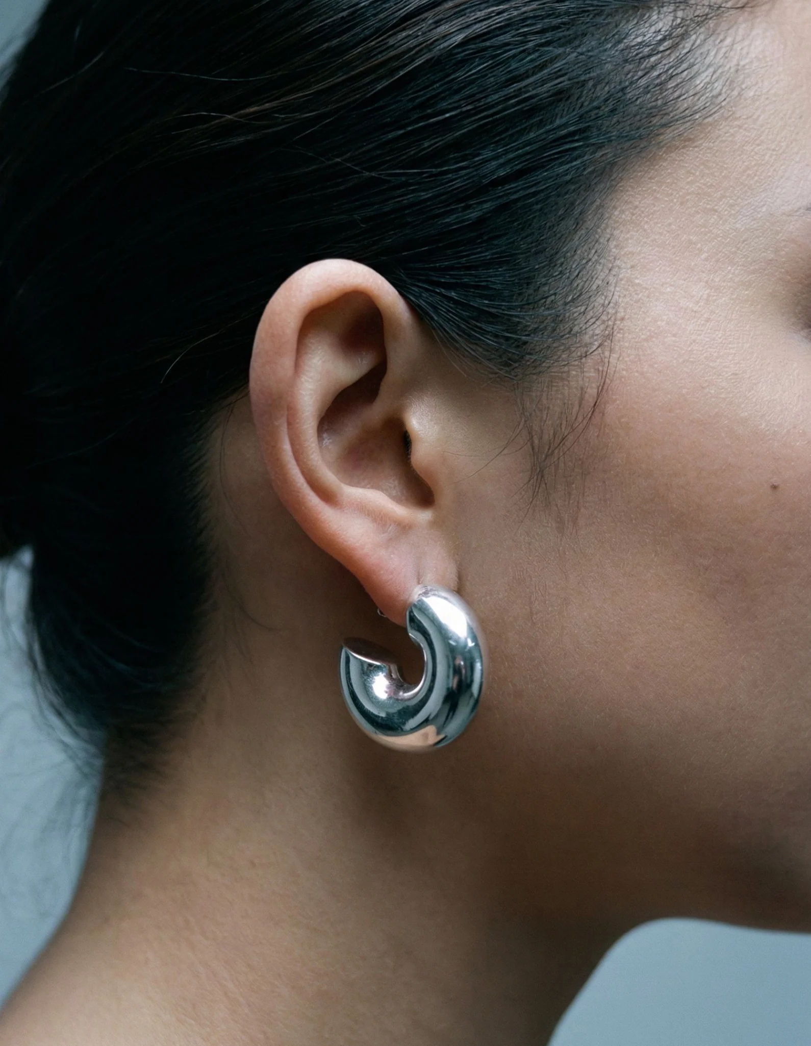 The Medium Silver Hailey Hoops - Image 2