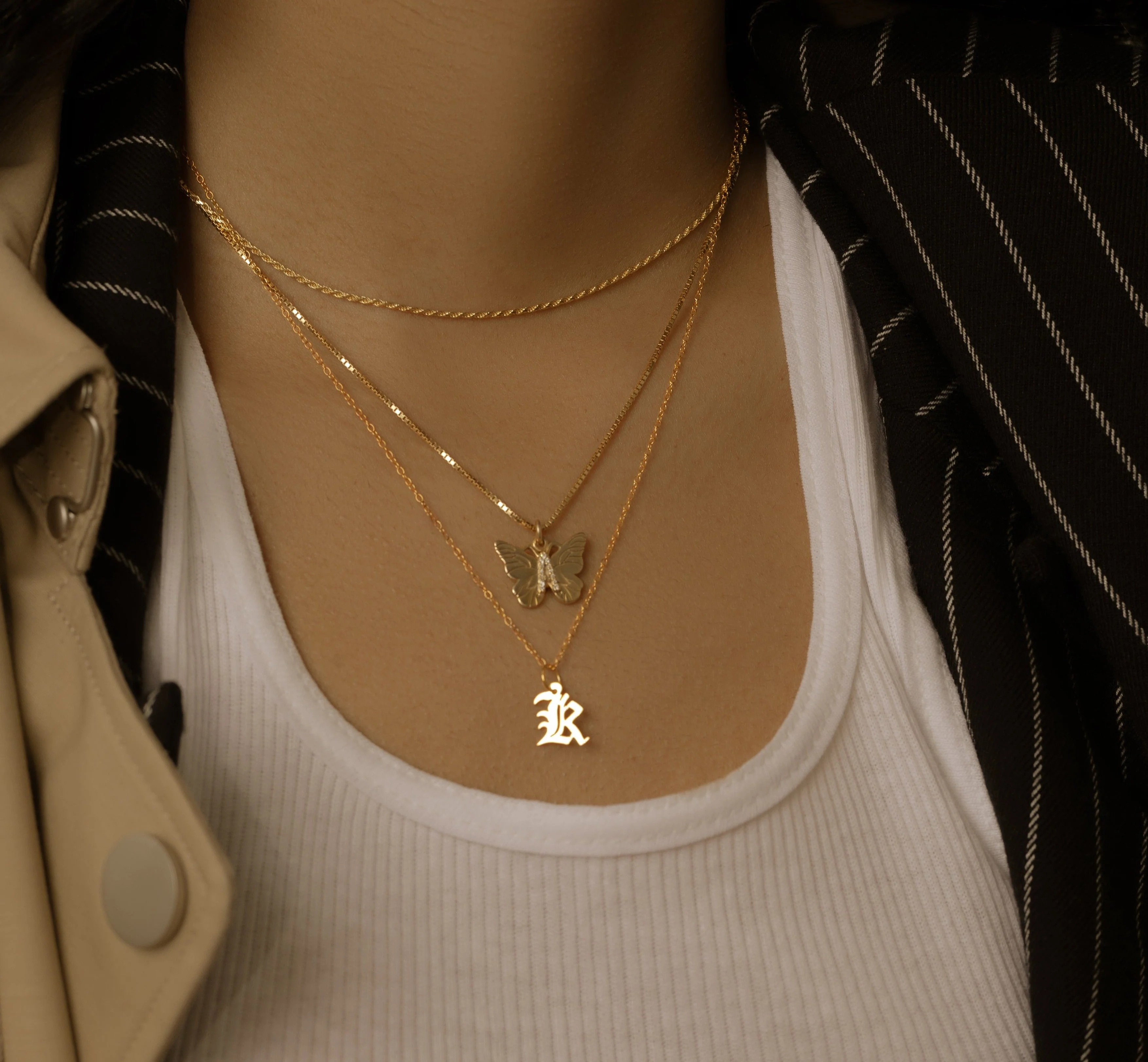 The Mini Old English Initial Pendant Necklace - Image 4