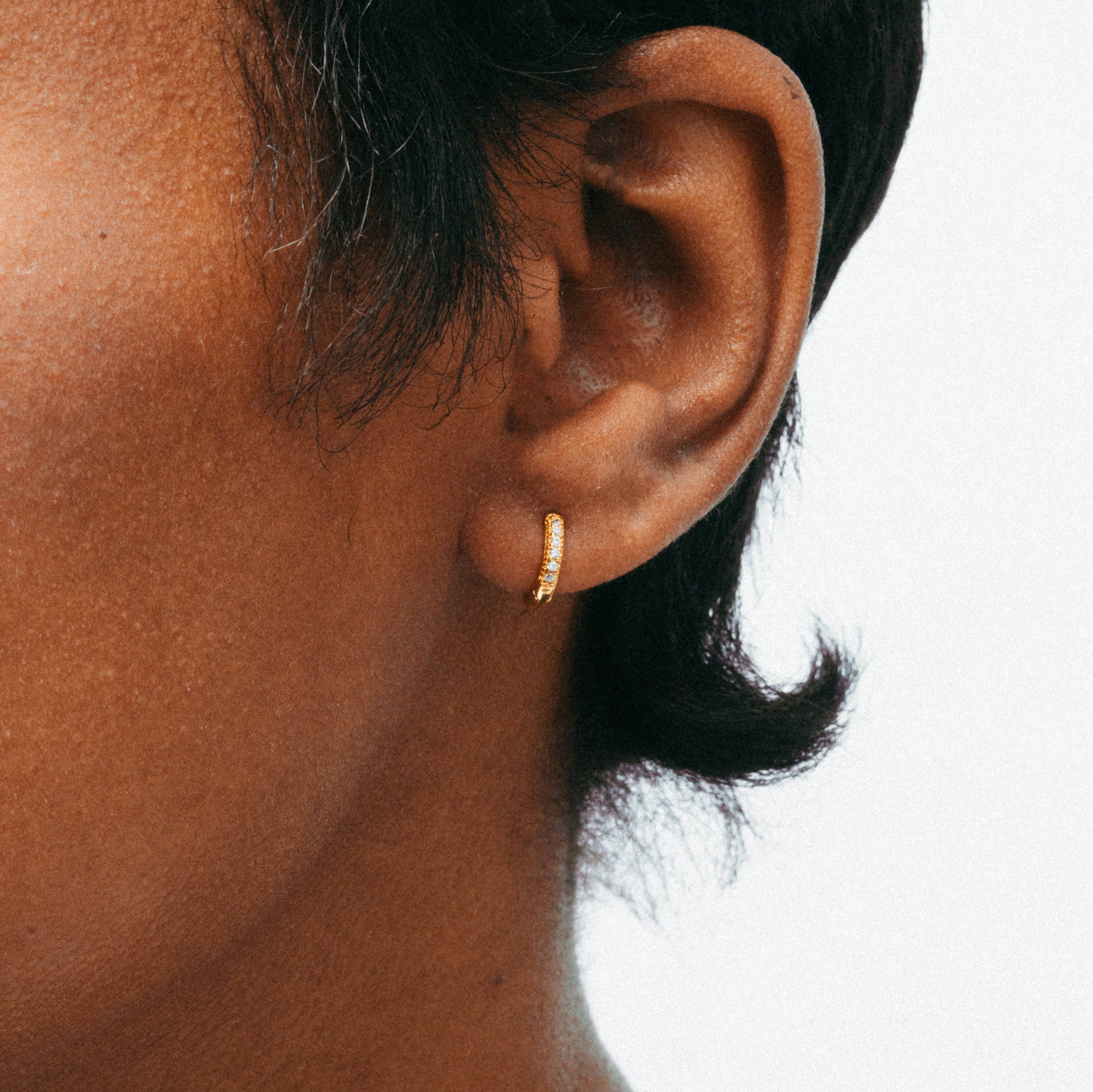 The Mini Pavé Huggie Earrings - Image 3