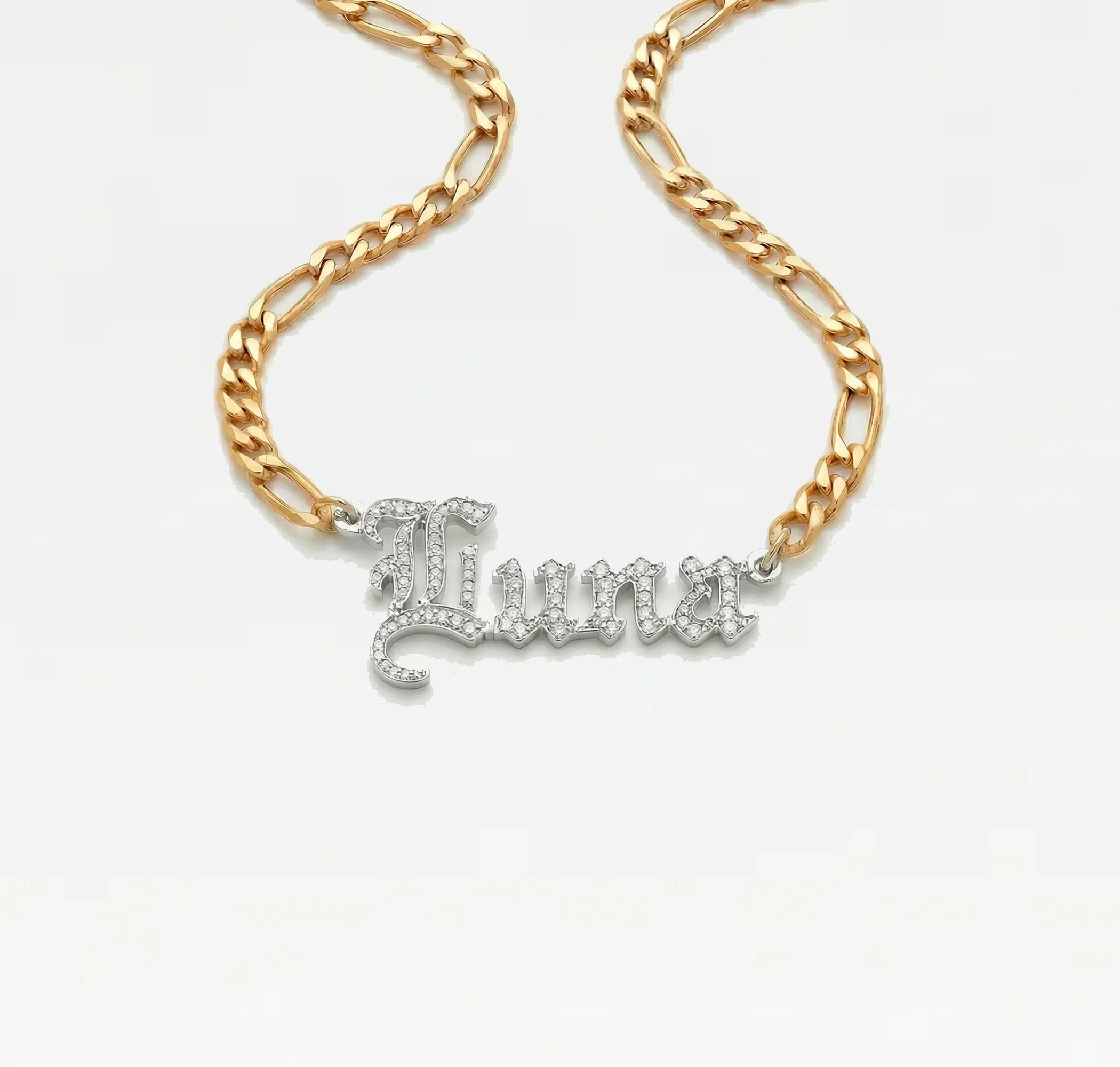 The Old English Cut Figaro Nameplate Necklace - Image 5