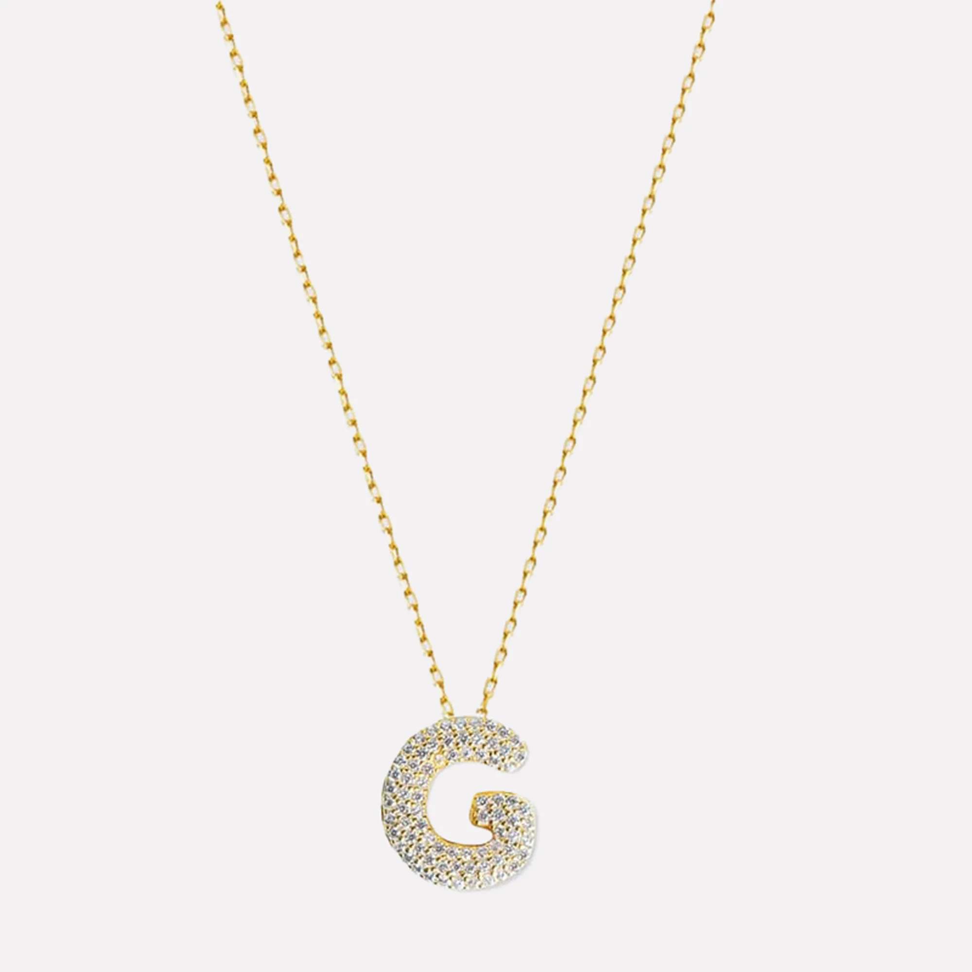 The Pavé Bubble Letter Pendant Necklace - Image 18