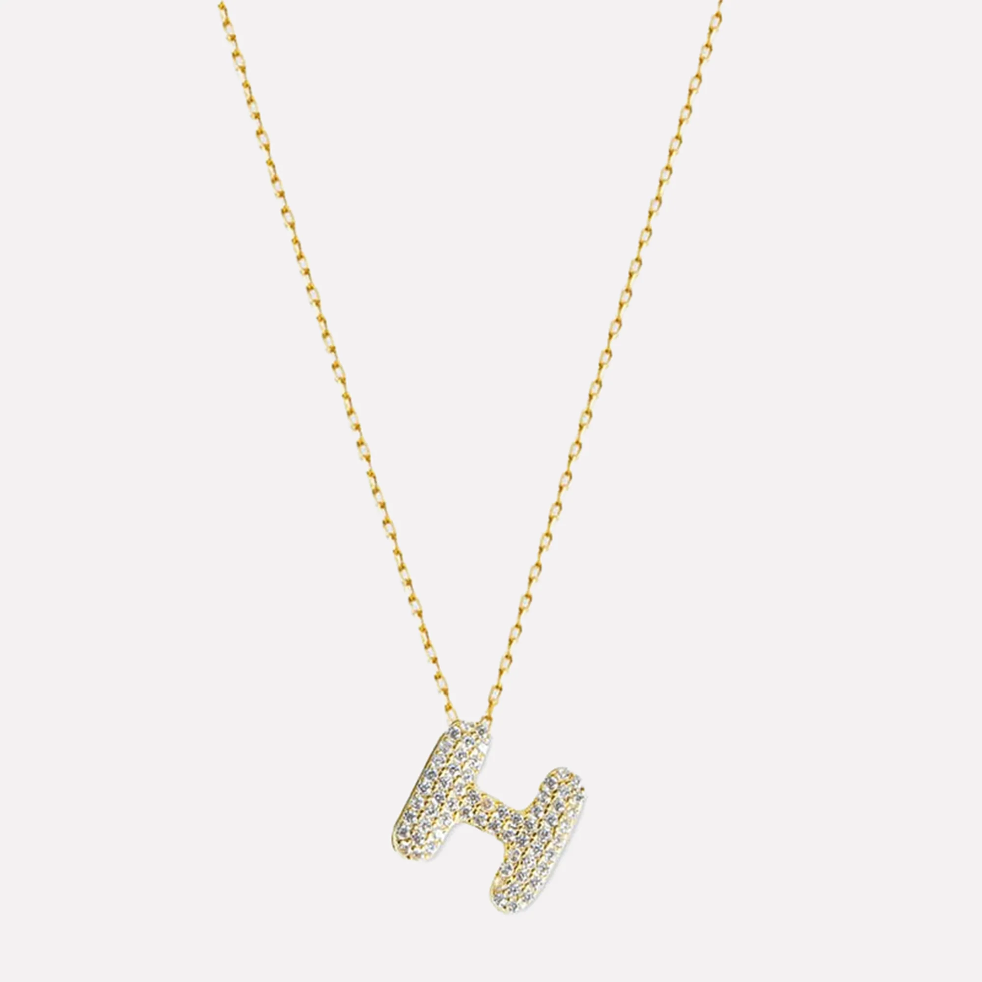 The Pavé Bubble Letter Pendant Necklace - Image 20