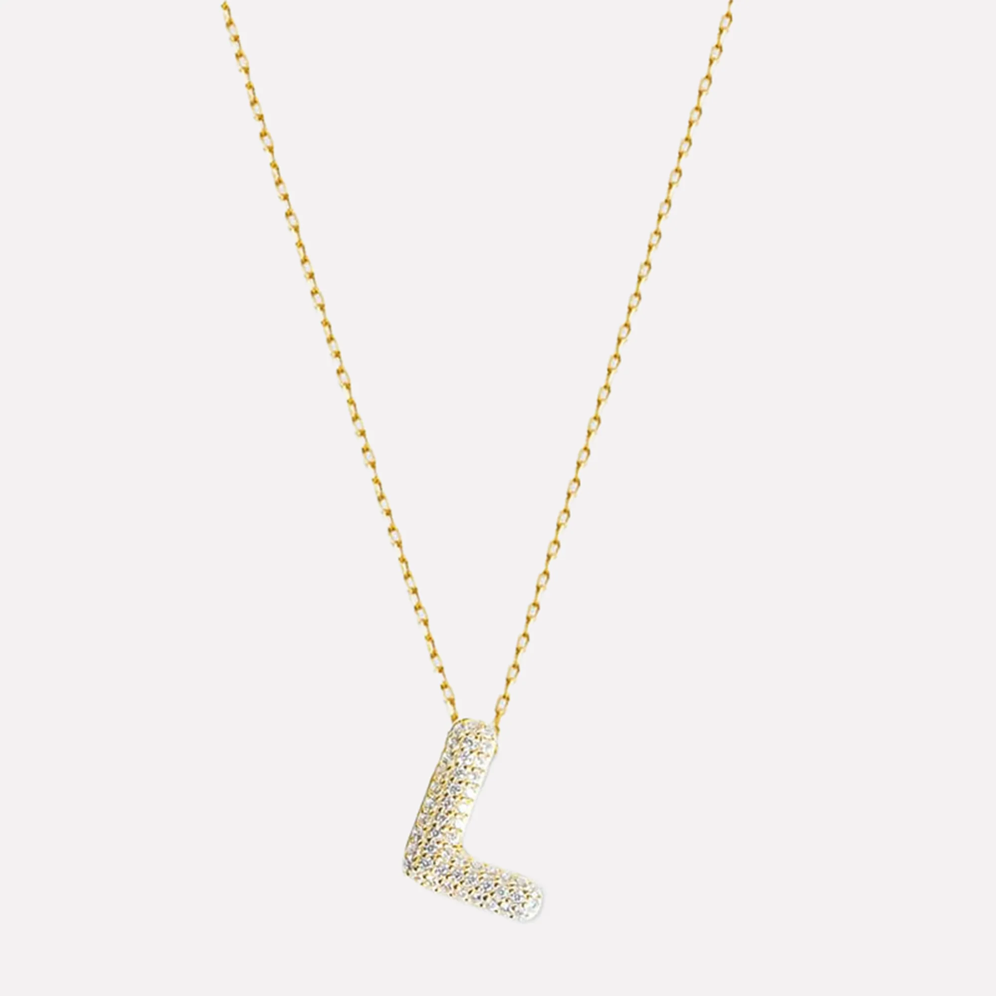 The Pavé Bubble Letter Pendant Necklace - Image 24
