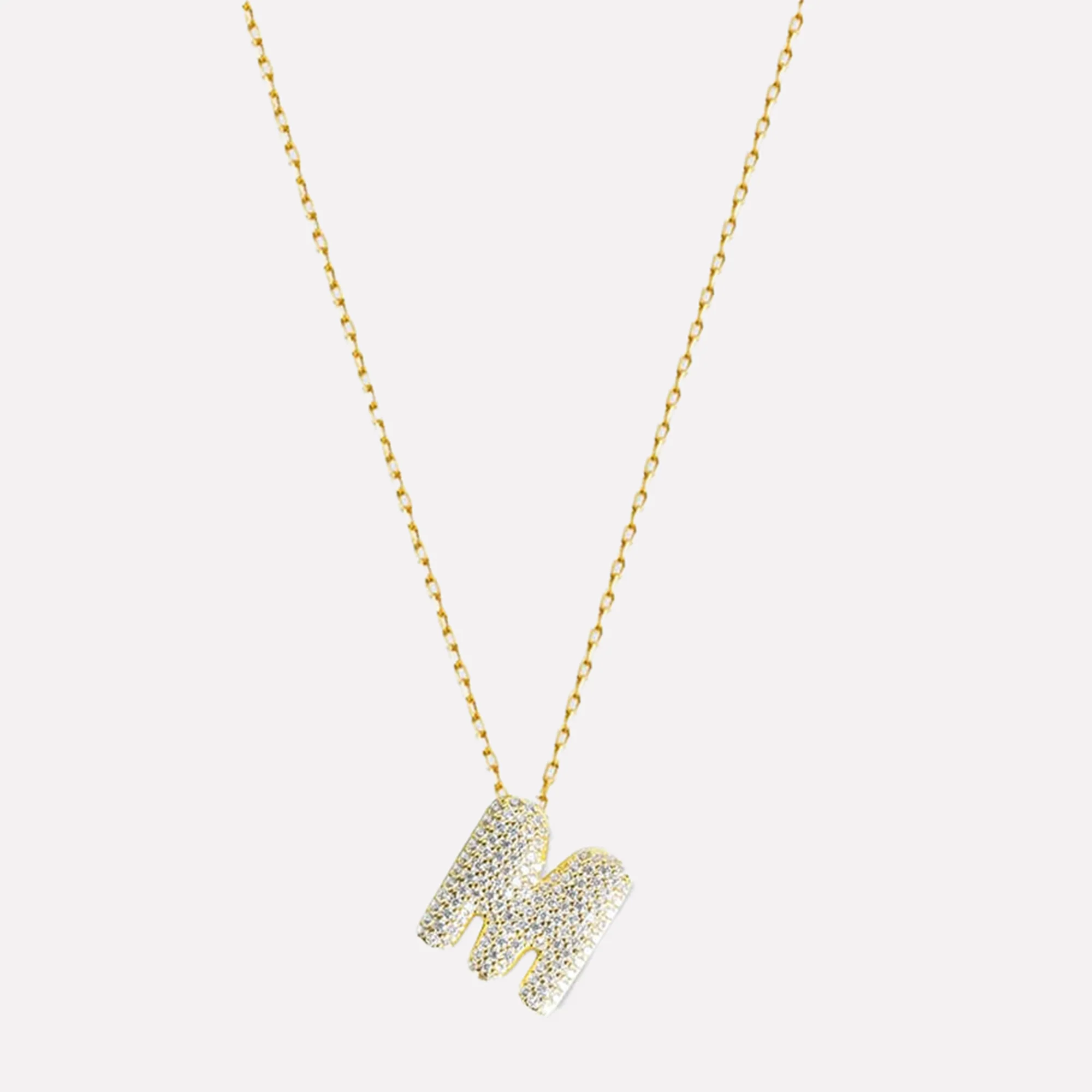 The Pavé Bubble Letter Pendant Necklace - Image 26