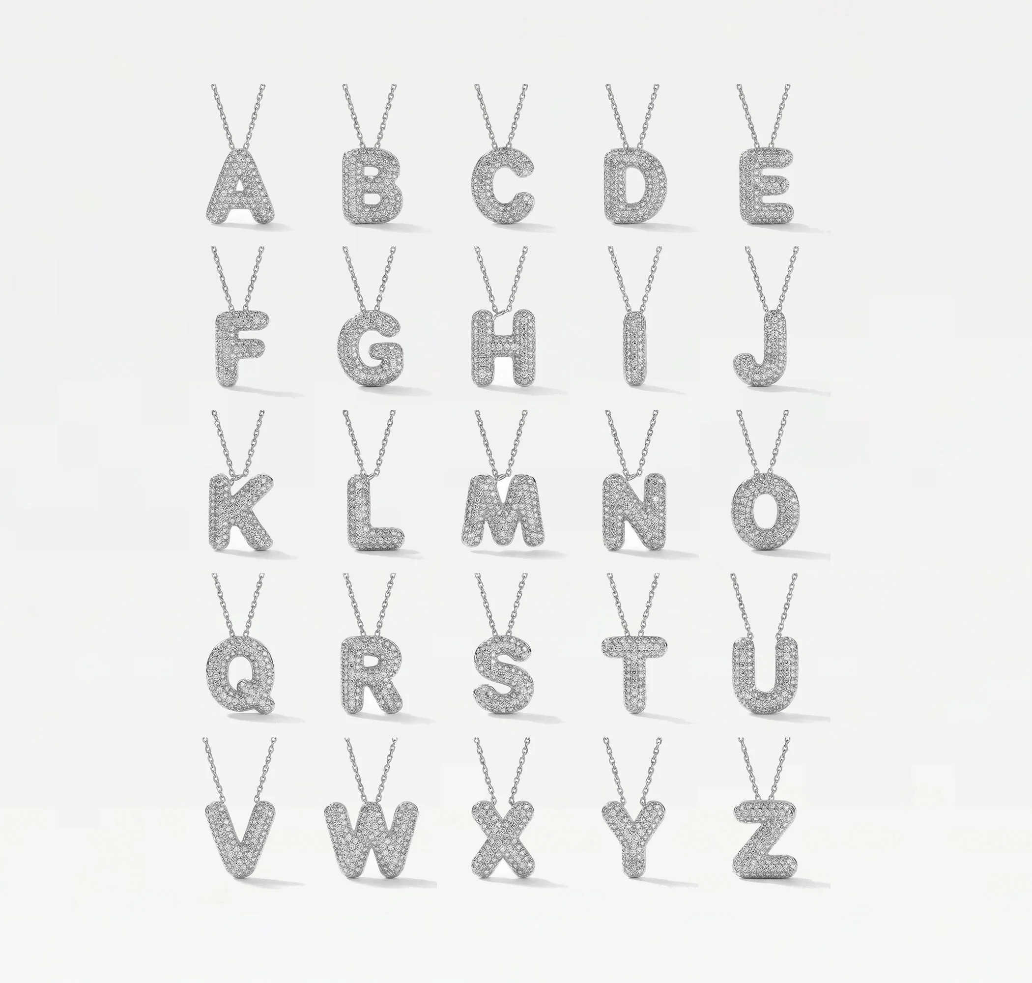 The Pavé Bubble Letter Pendant Necklace - Image 3