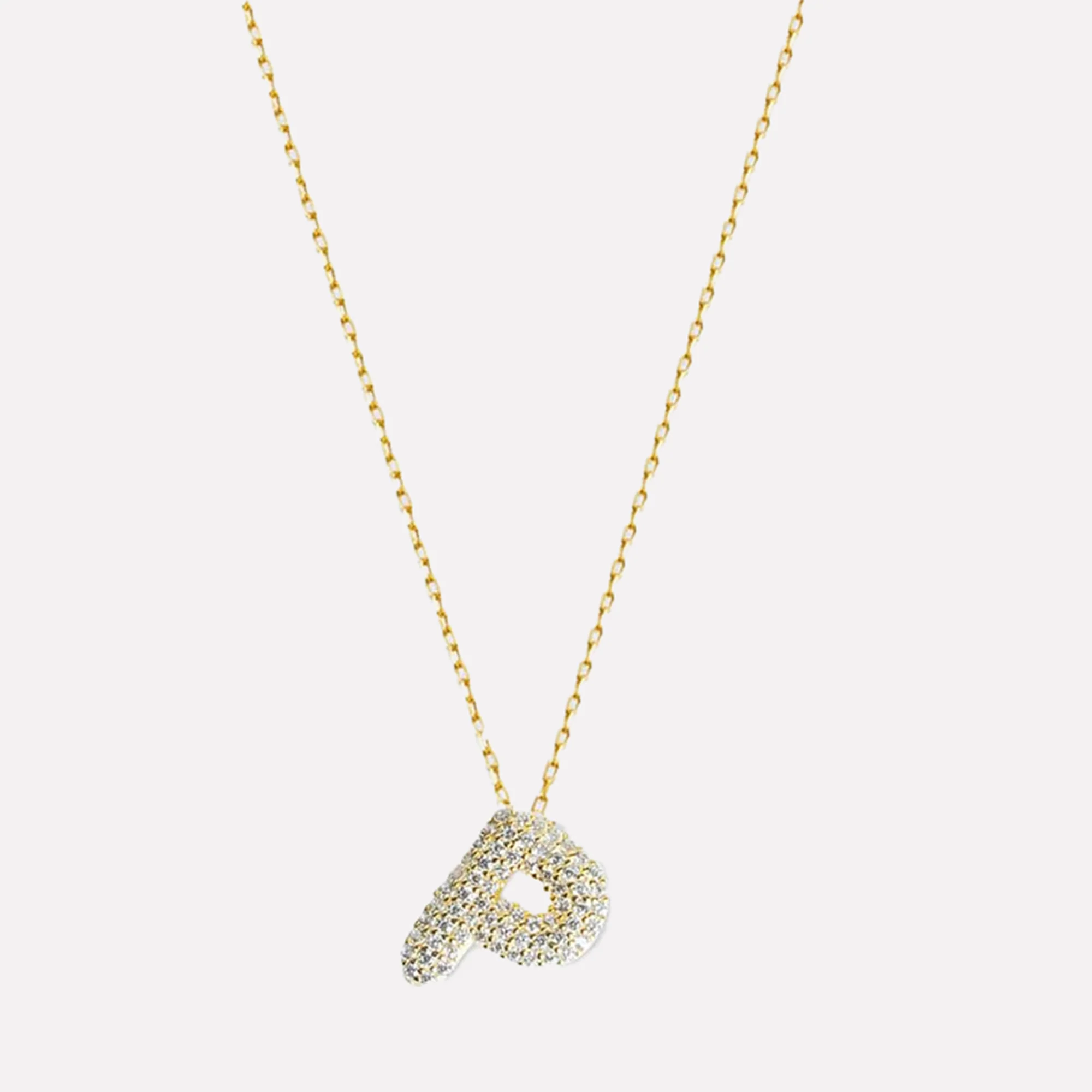 The Pavé Bubble Letter Pendant Necklace - Image 30