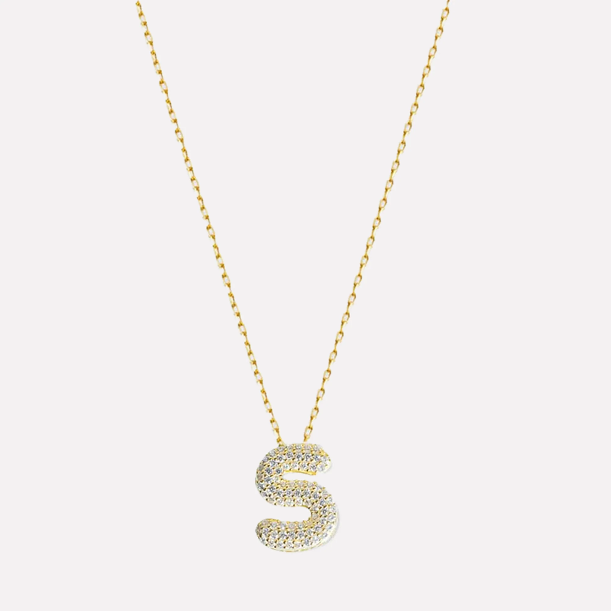 The Pavé Bubble Letter Pendant Necklace - Image 36