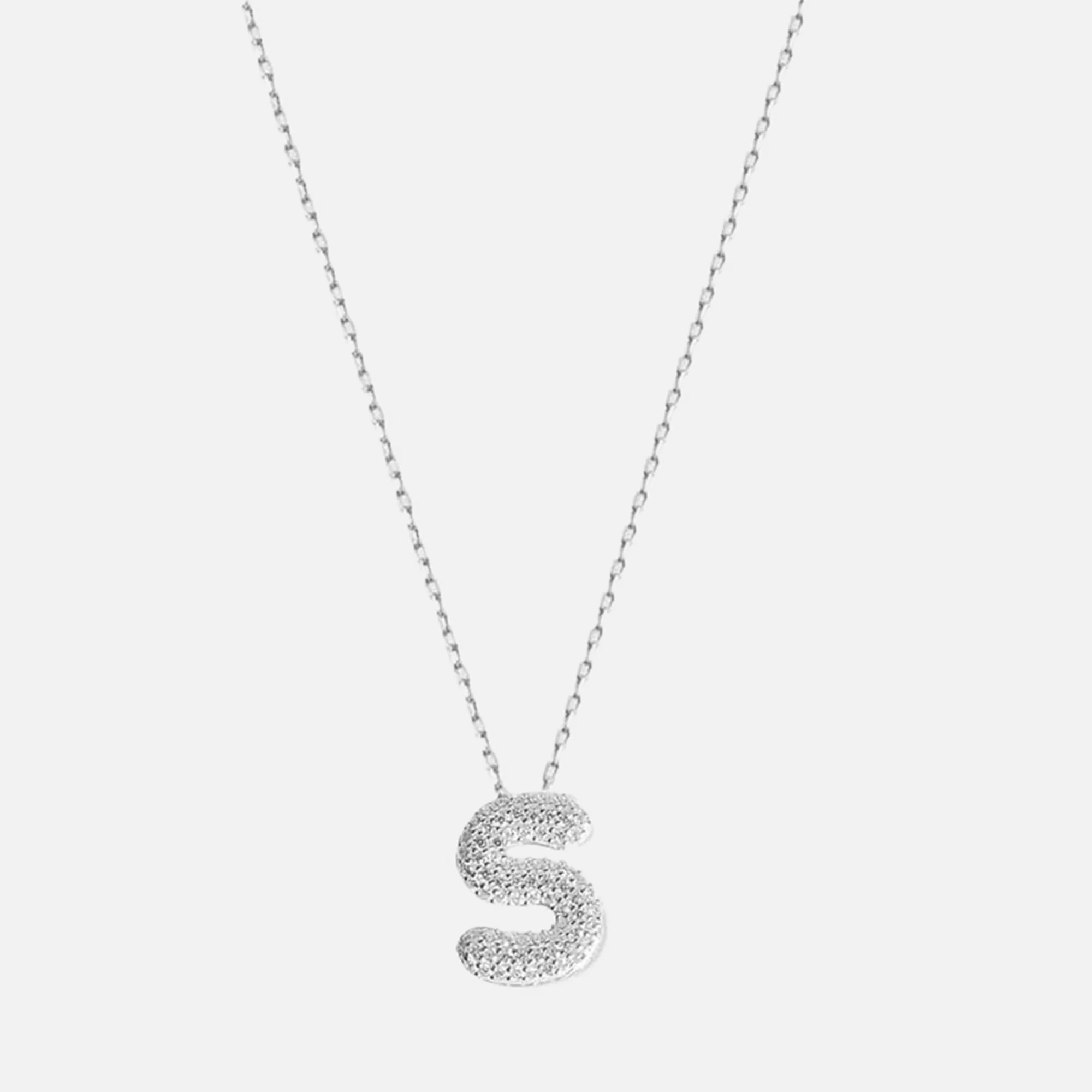 The Pavé Bubble Letter Pendant Necklace - Image 37