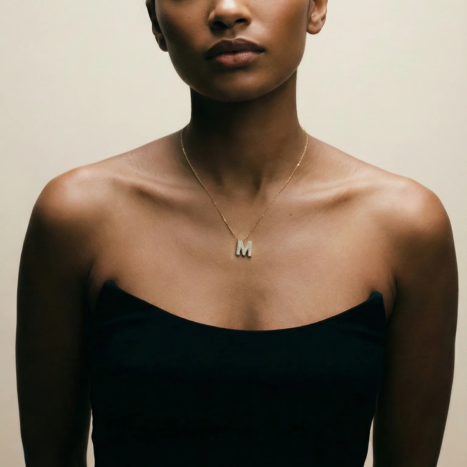 The Pavé Bubble Letter Pendant Necklace - Image 4