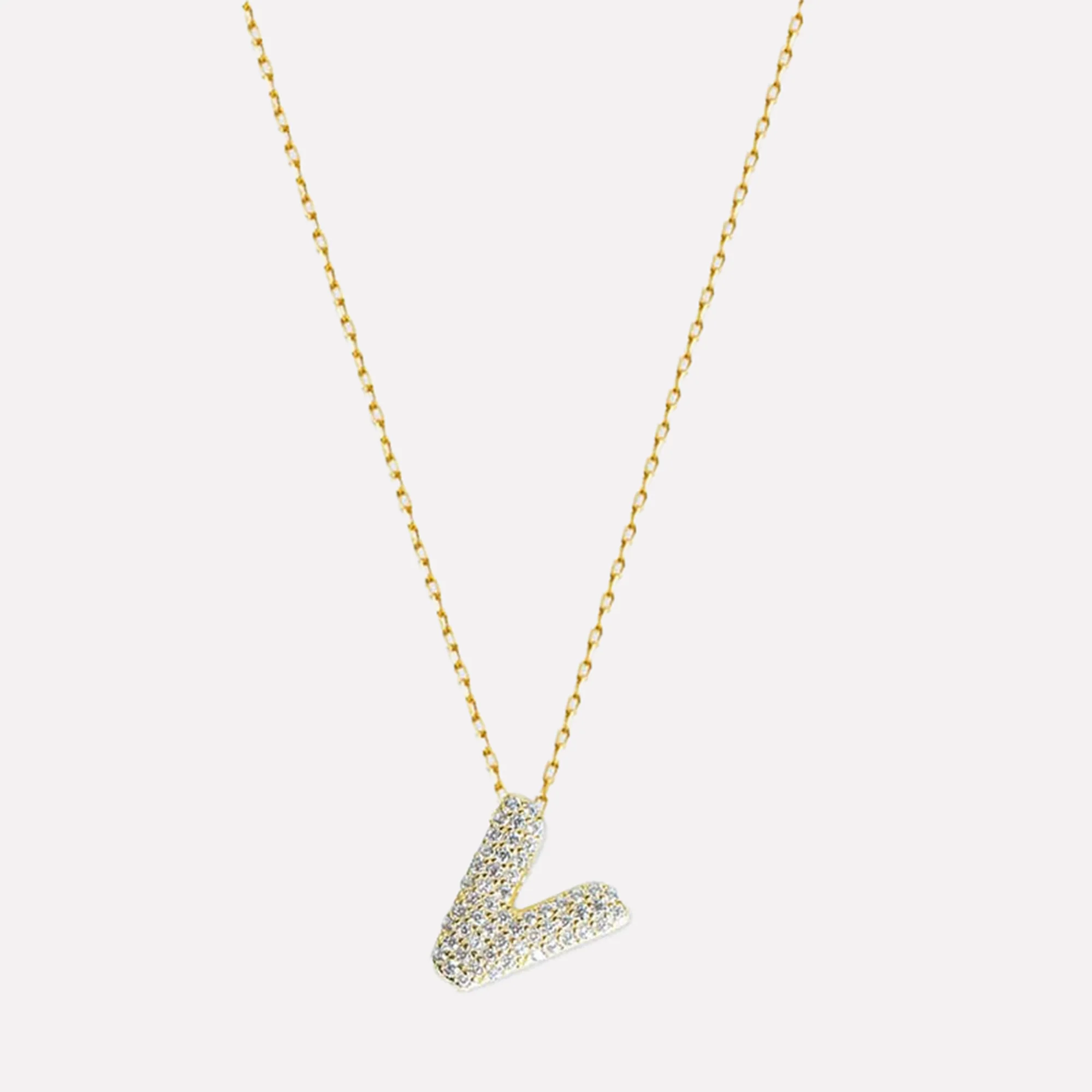 The Pavé Bubble Letter Pendant Necklace - Image 42