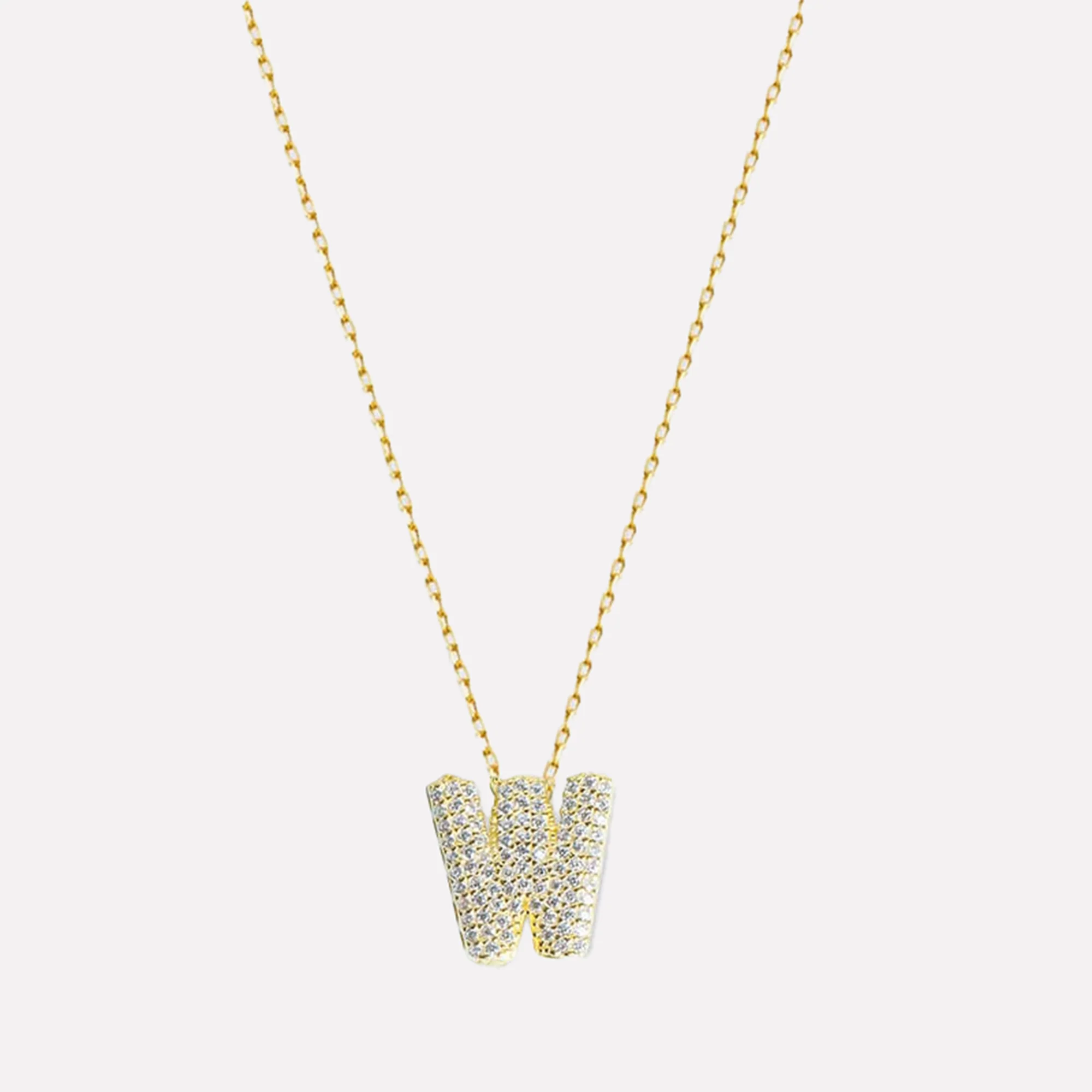The Pavé Bubble Letter Pendant Necklace - Image 44