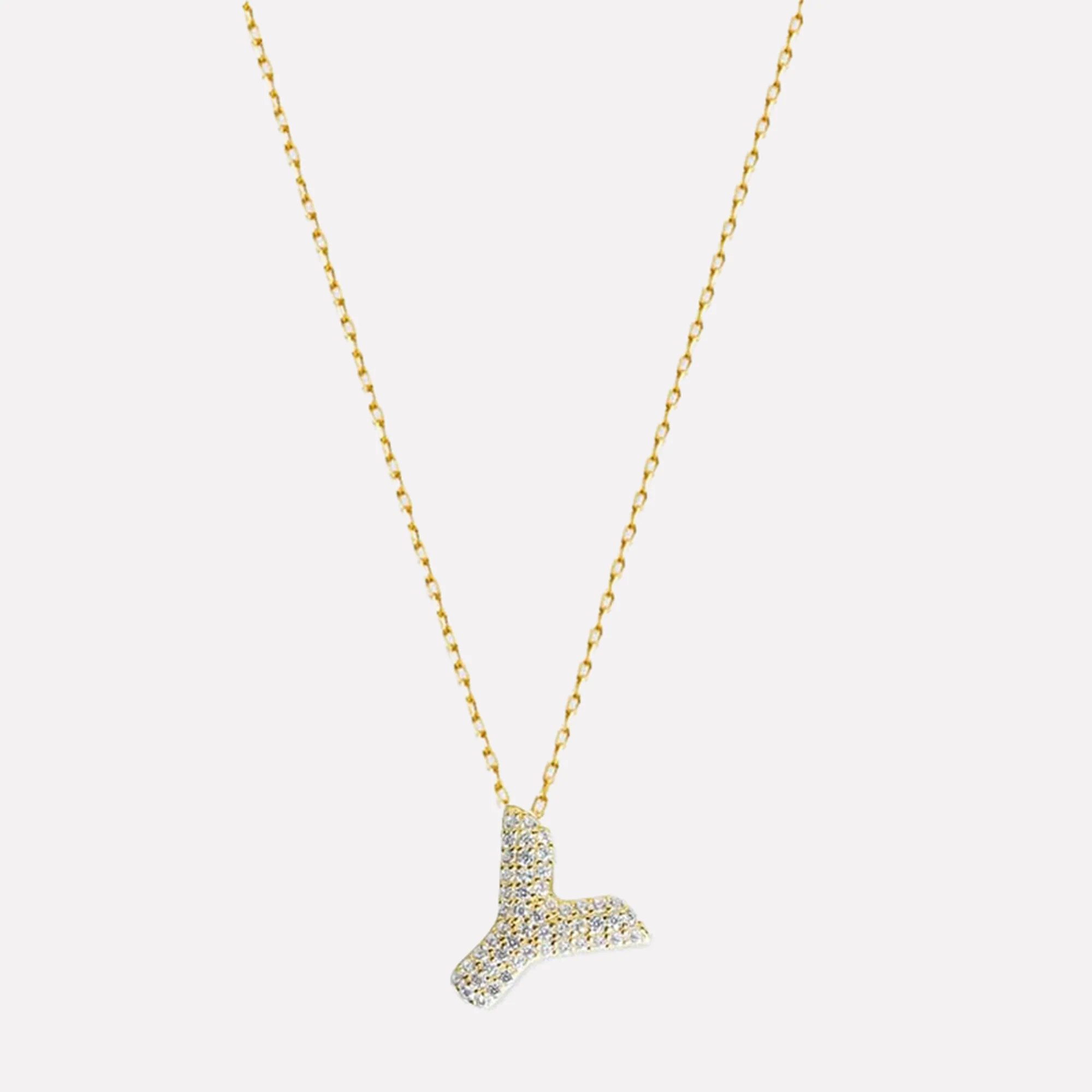 The Pavé Bubble Letter Pendant Necklace - Image 48