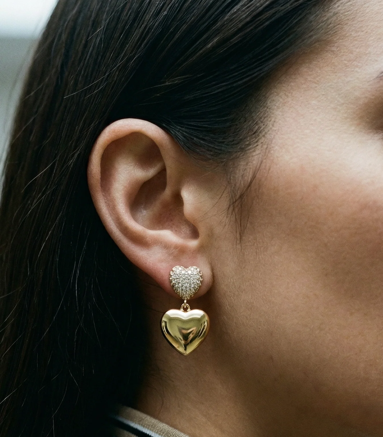 THE Pavé’ DOUBLE HEART EARRINGS - Image 2