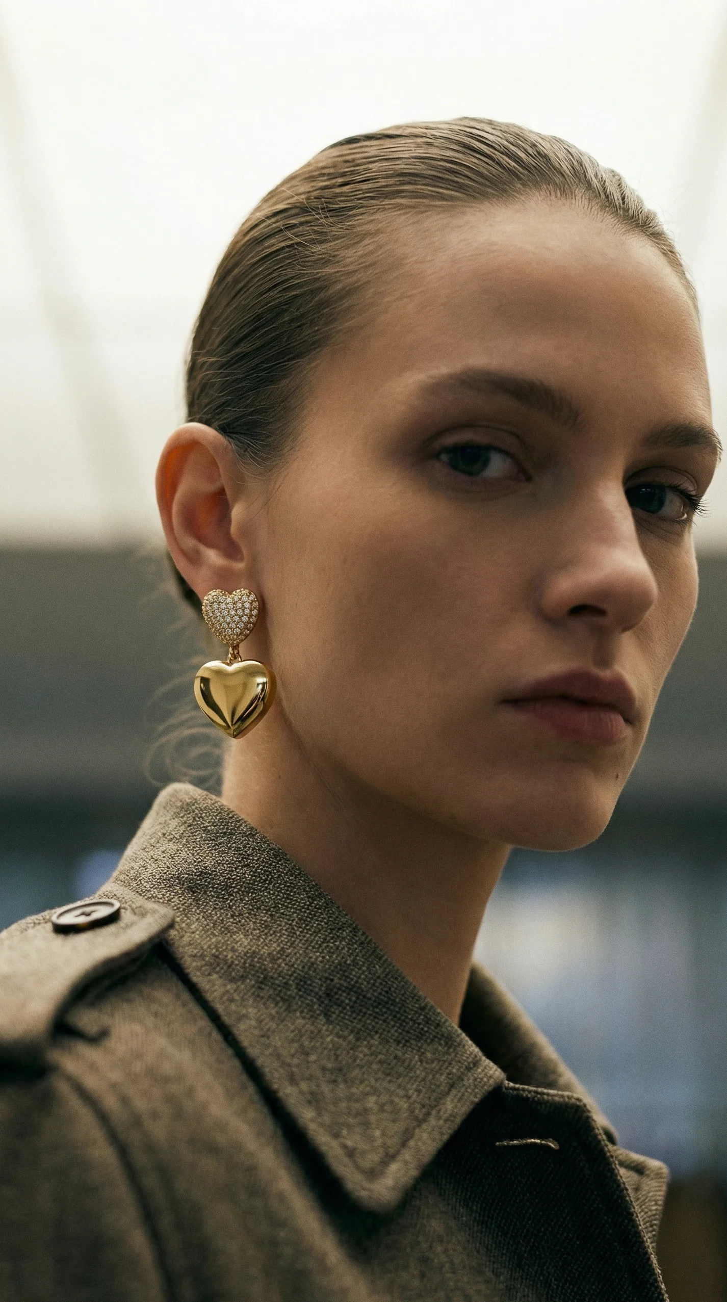 THE Pavé’ DOUBLE HEART EARRINGS - Image 3
