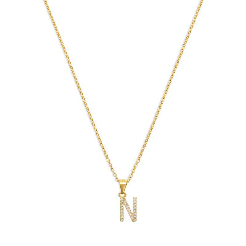 The Pavé Single Block Initial Necklace - Image 30