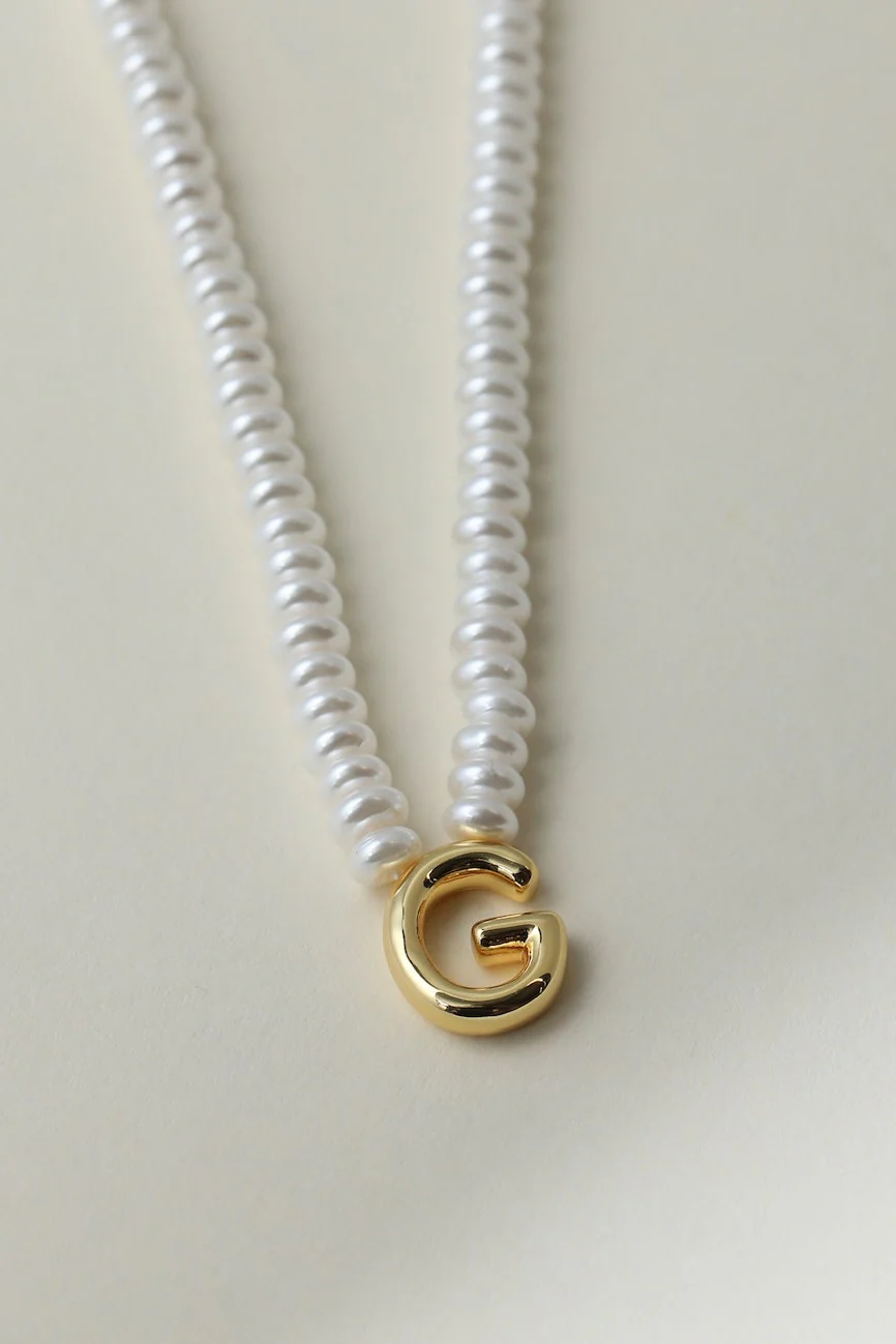 The Pearl Bubble Letter Necklace - Image 11