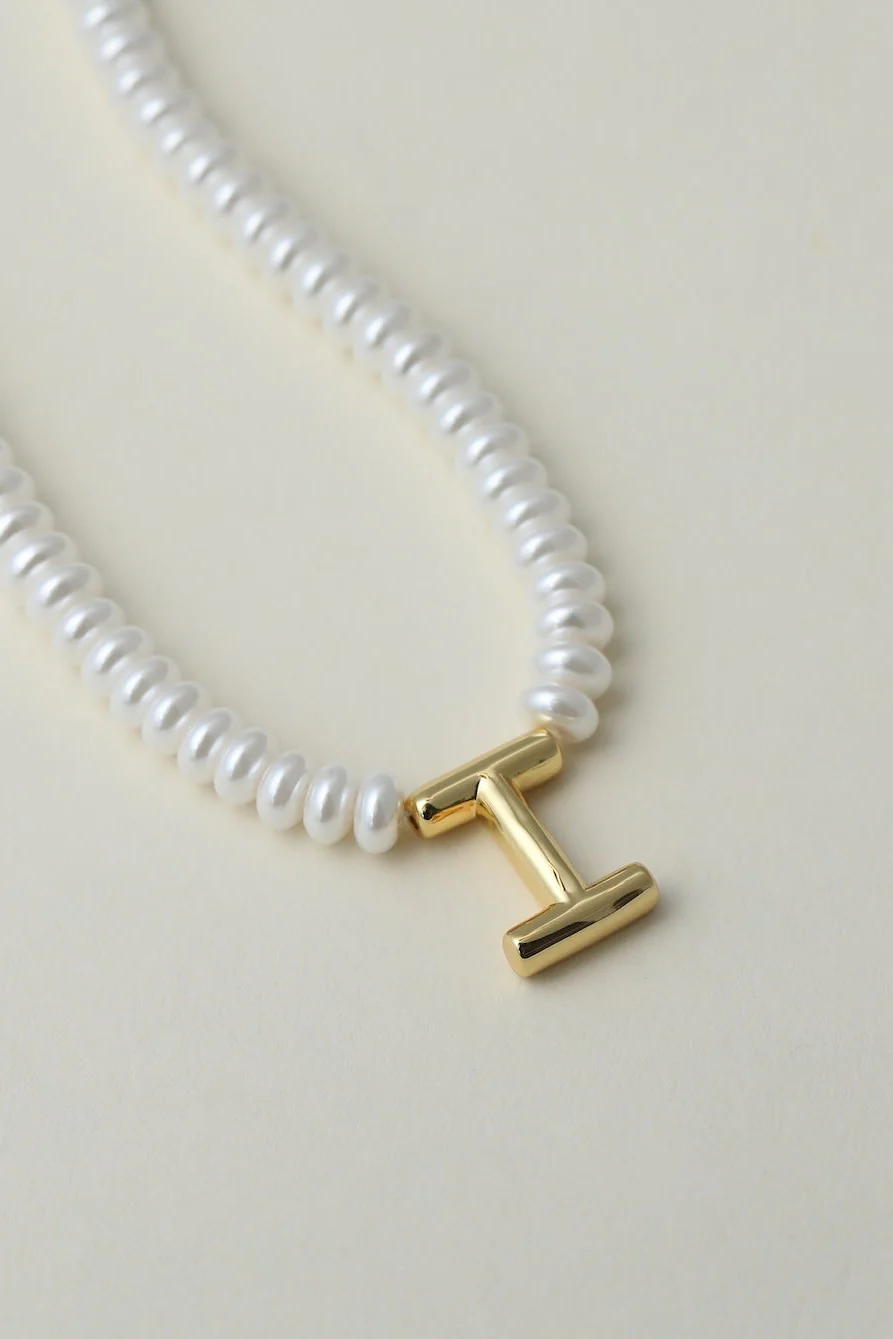 The Pearl Bubble Letter Necklace - Image 13