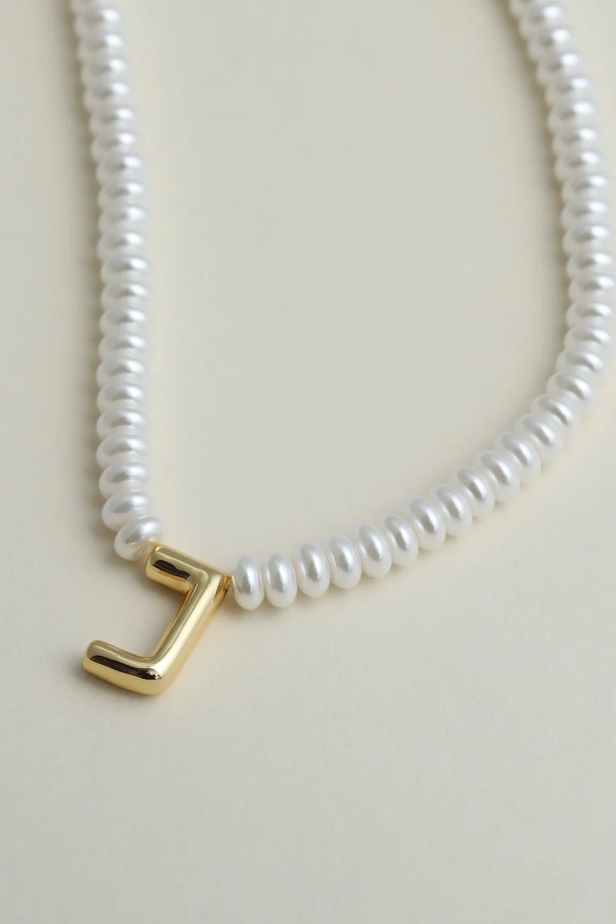 The Pearl Bubble Letter Necklace - Image 14
