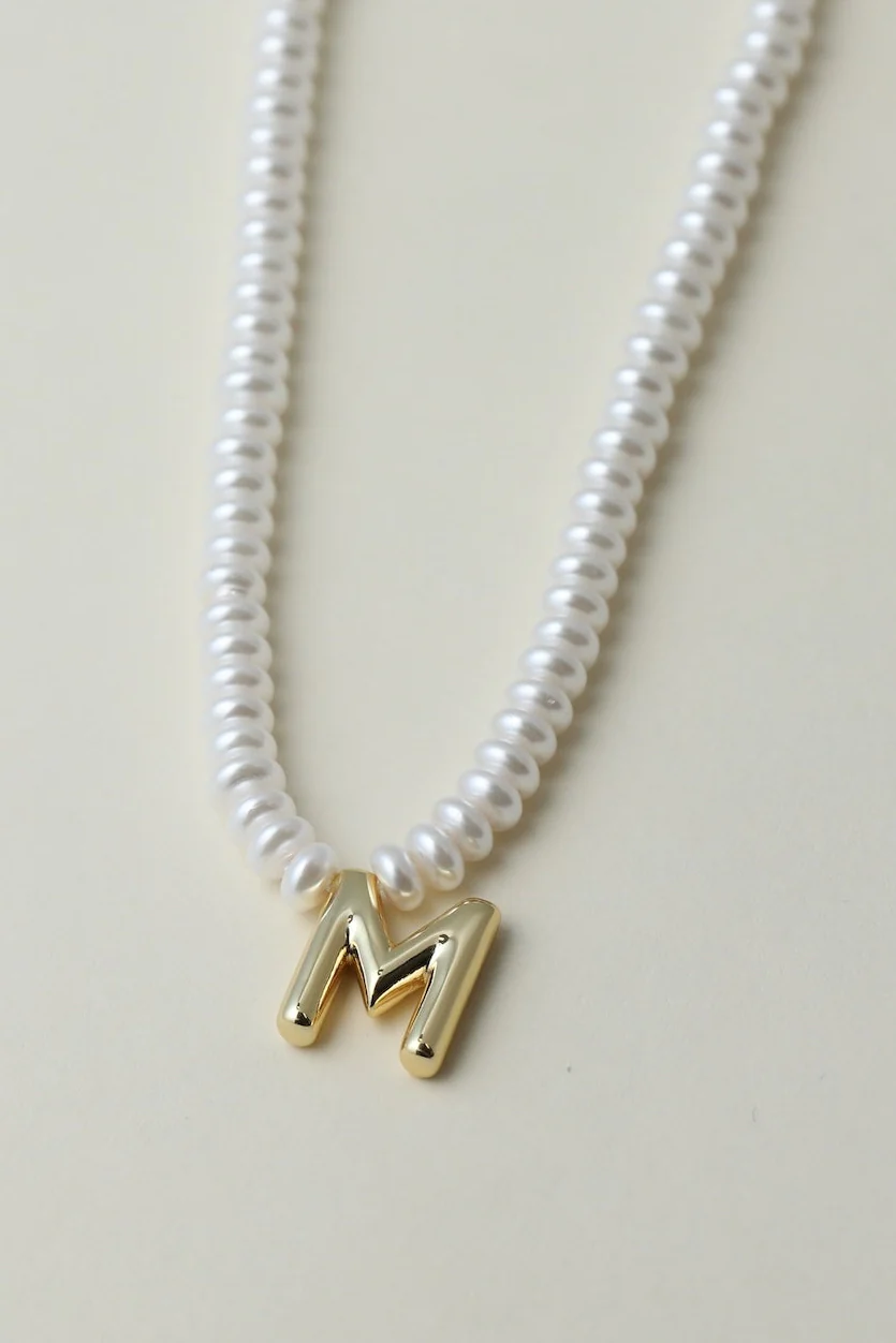 The Pearl Bubble Letter Necklace - Image 17